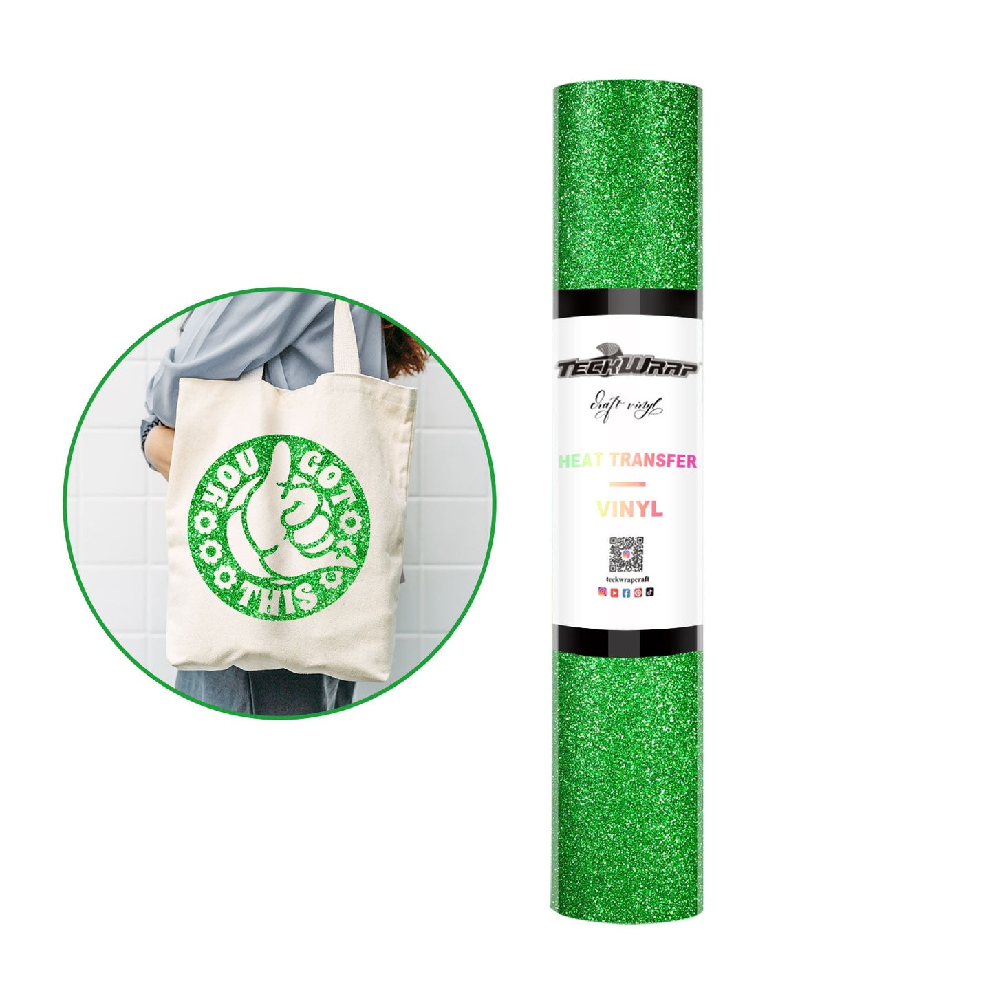 Teckwrap HTV - Apple Green Glitter