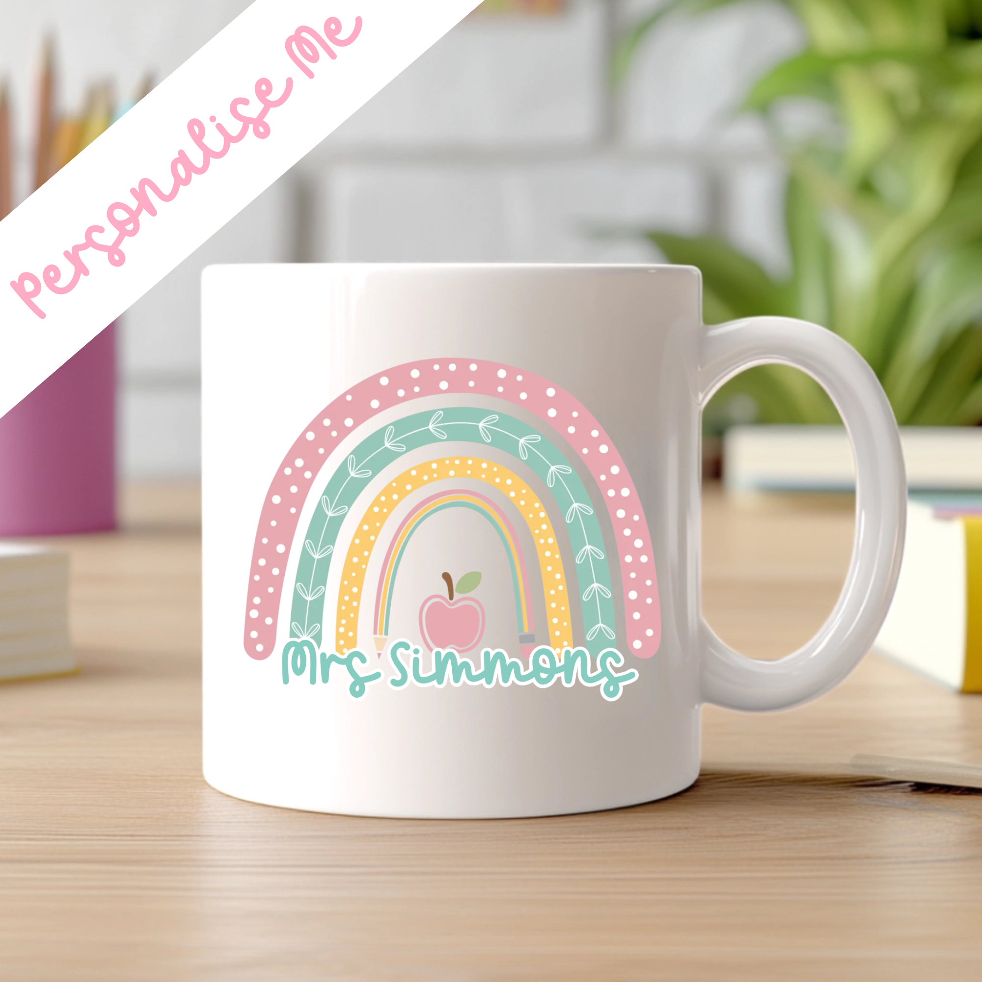 UVDTF - Personalised Pastel Teacher Rainbow