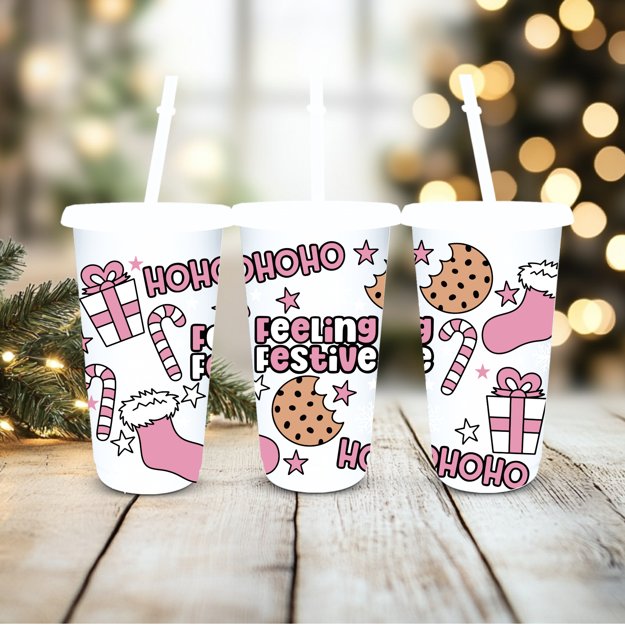 UVDTF Cold Cup Wrap - Rose Pink Feeling Festive