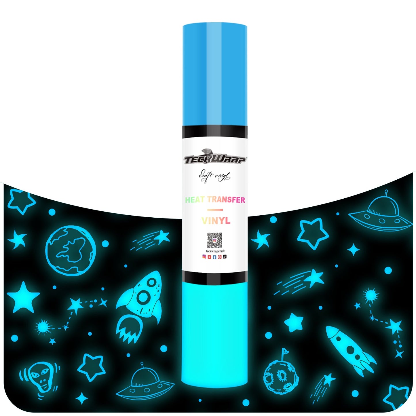 Teckwrap HTV Glow in the Dark - Neon Blue