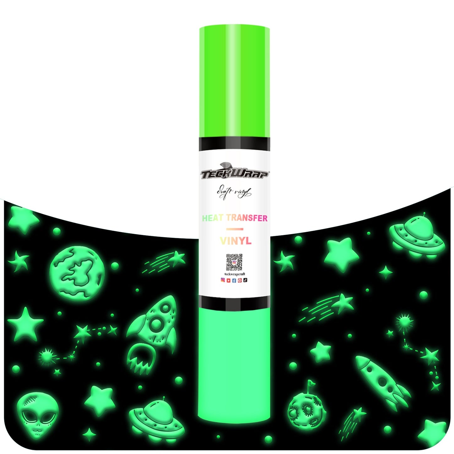 Teckwrap HTV Puff Glow in The Dark - Neon Green