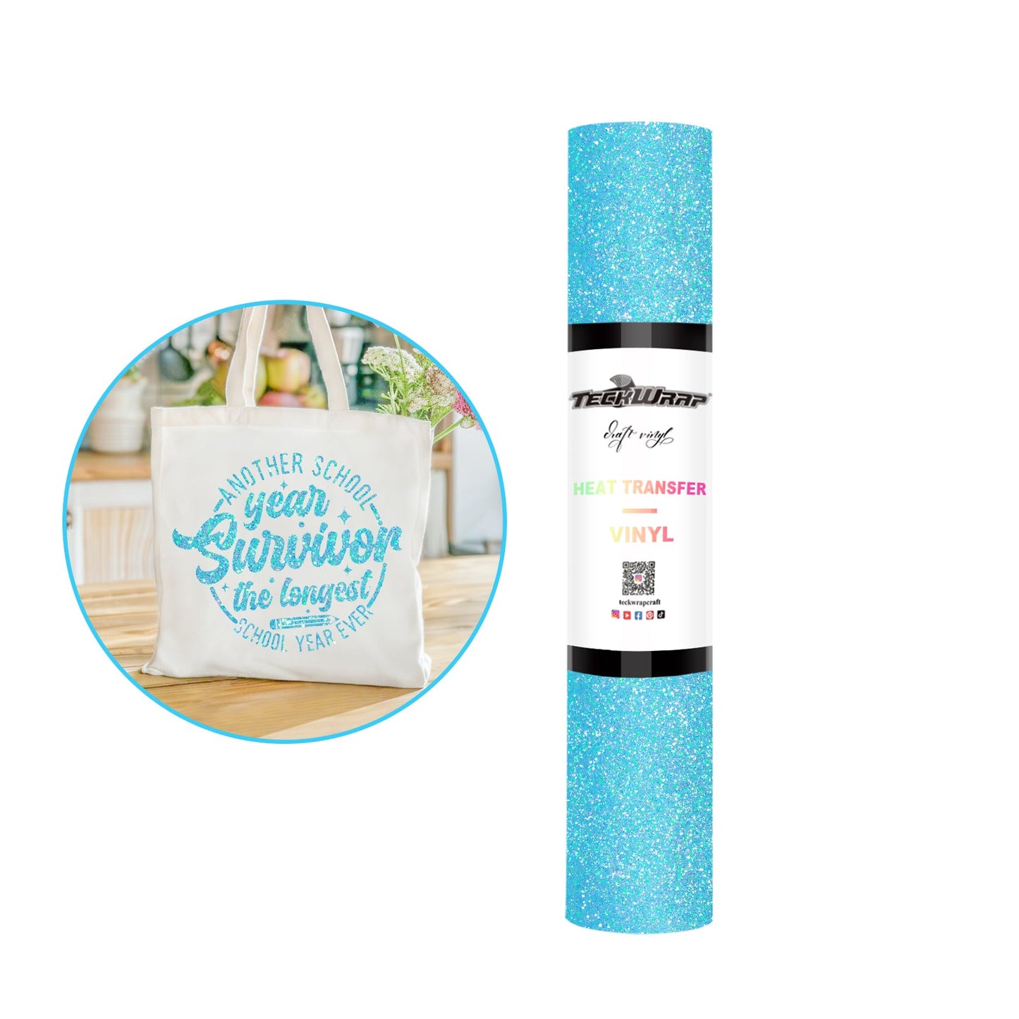 Teckwrap HTV - Fancy Glitter Ice Blue