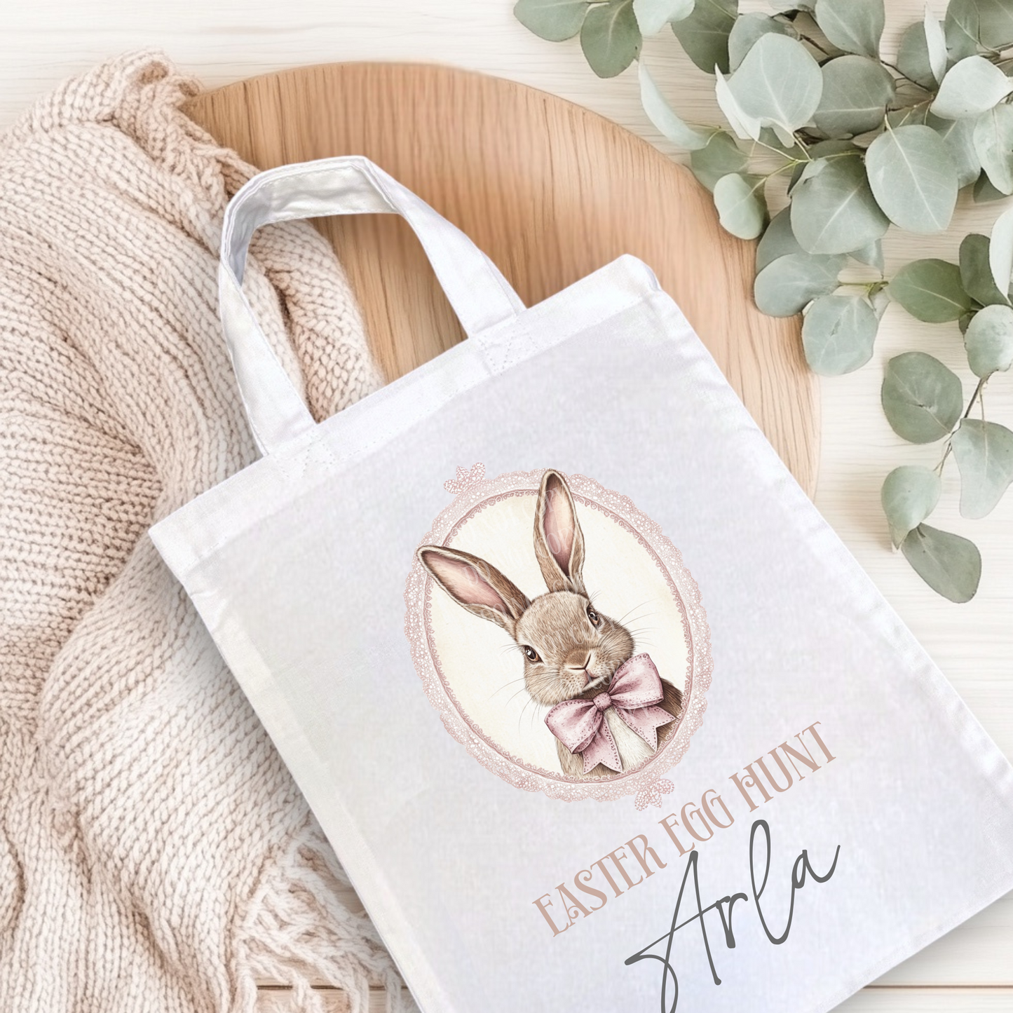 DTF - Vintage Pink bunny (Mini Totes, Tshirt, Bibs & Sweatshirt size)