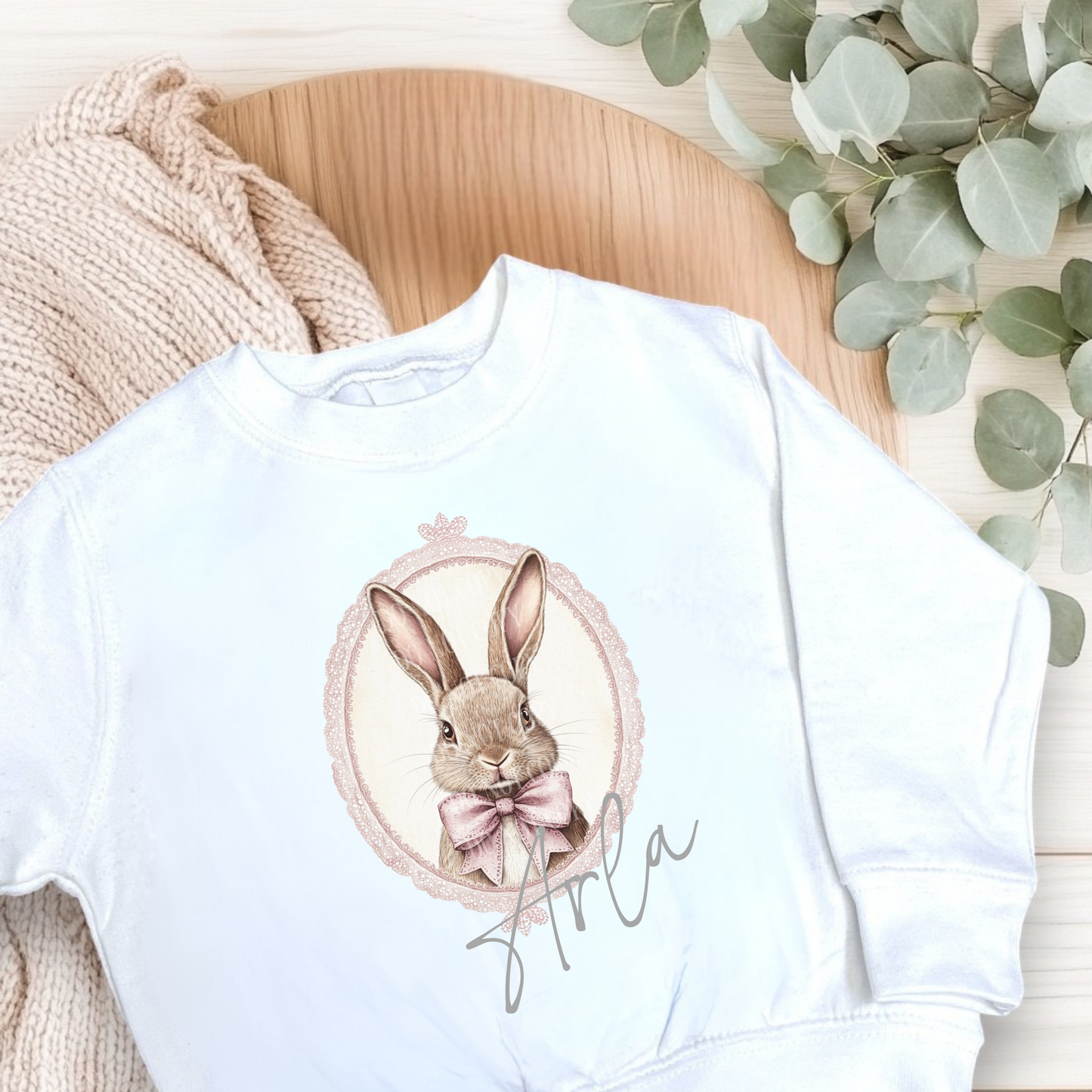 DTF - Vintage Pink bunny (Mini Totes, Tshirt, Bibs & Sweatshirt size)
