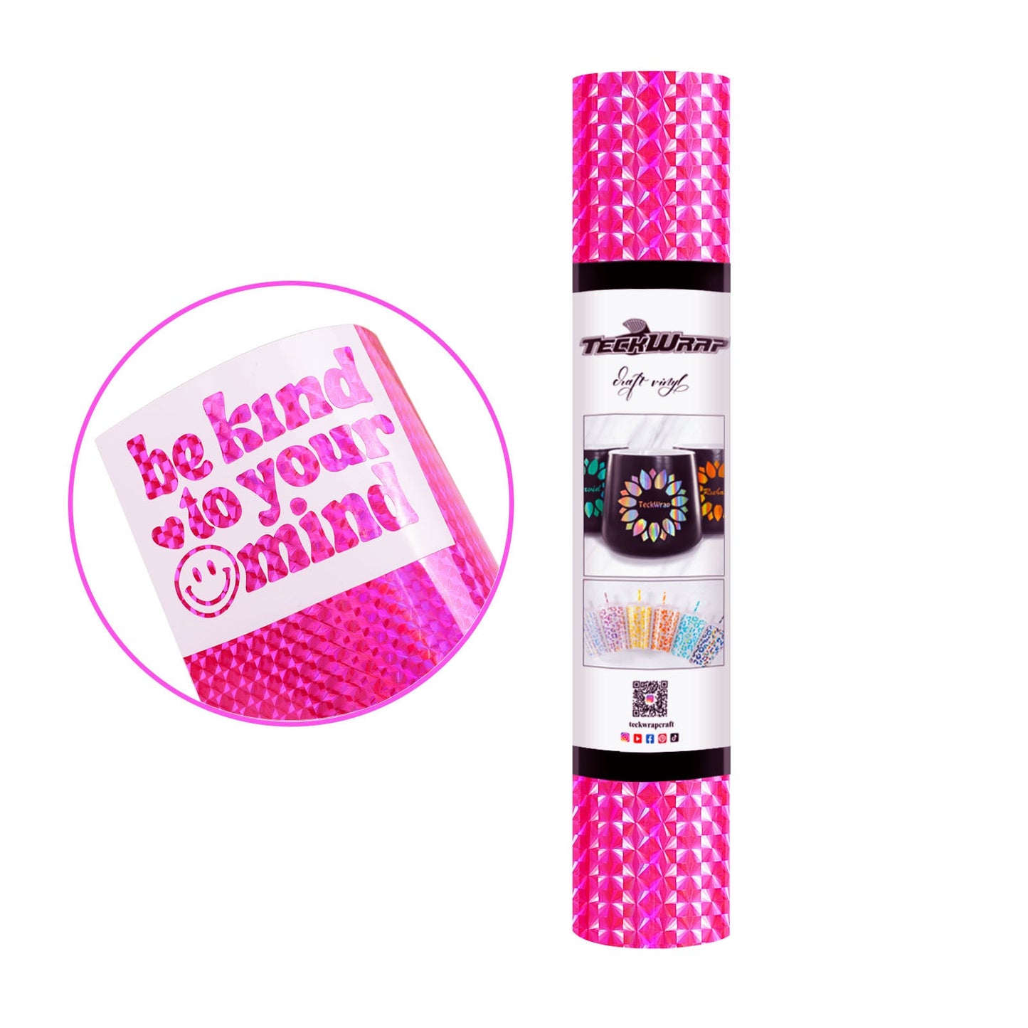 Teckwrap Holographic Diamond - Neon Pink