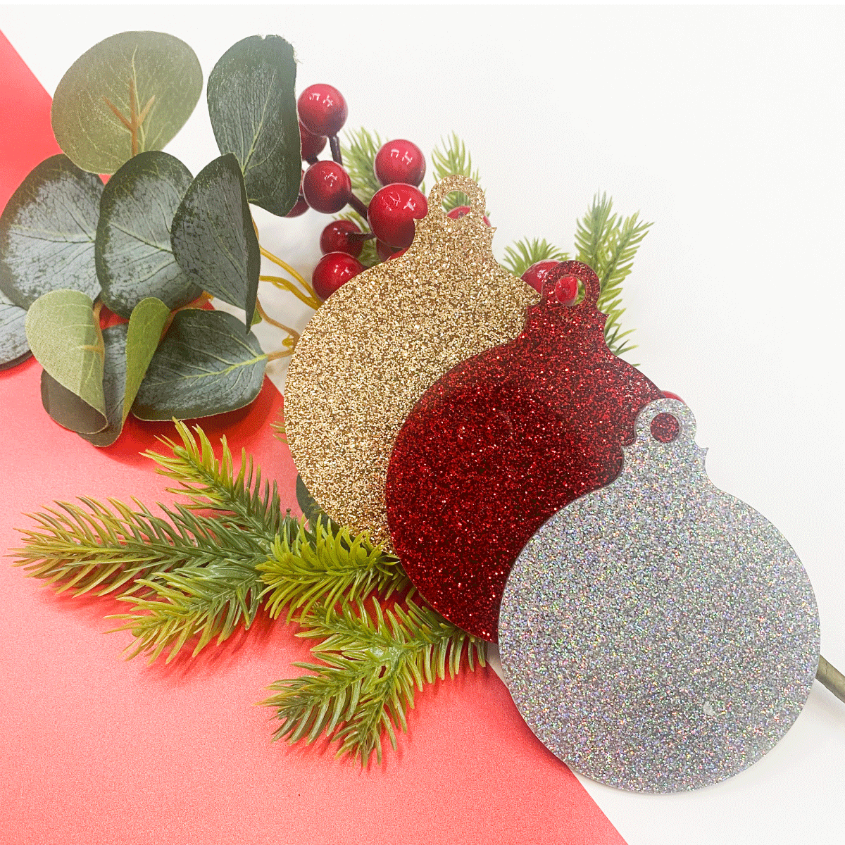10cm Traditional Glitter Bauble