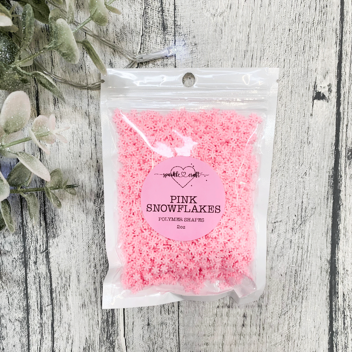 Pink Snowflakes - Polymer Clay Slices