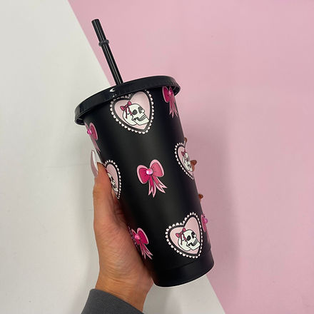 Skull & Bow Hearts 24oz Coldcup Wrap
