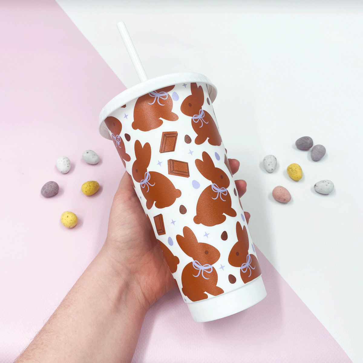 Lilac Chocolate Bunnies Coldcup Wrap