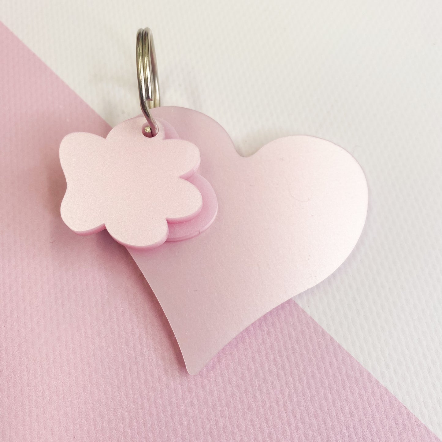 Heart Keyring - Pearl Pink