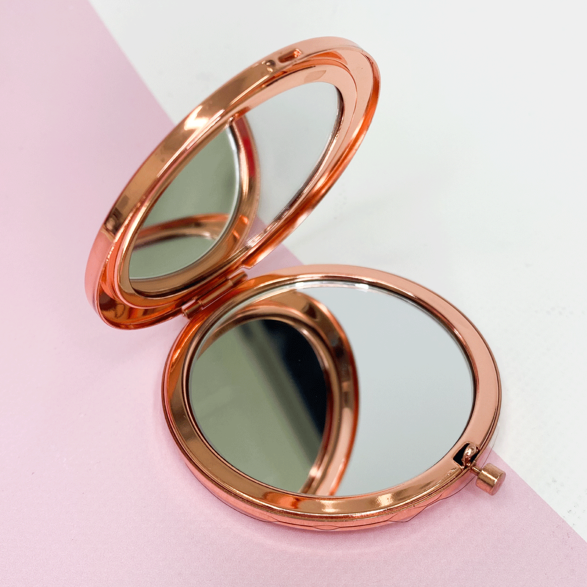 Rose Gold Round Compact Mirror
