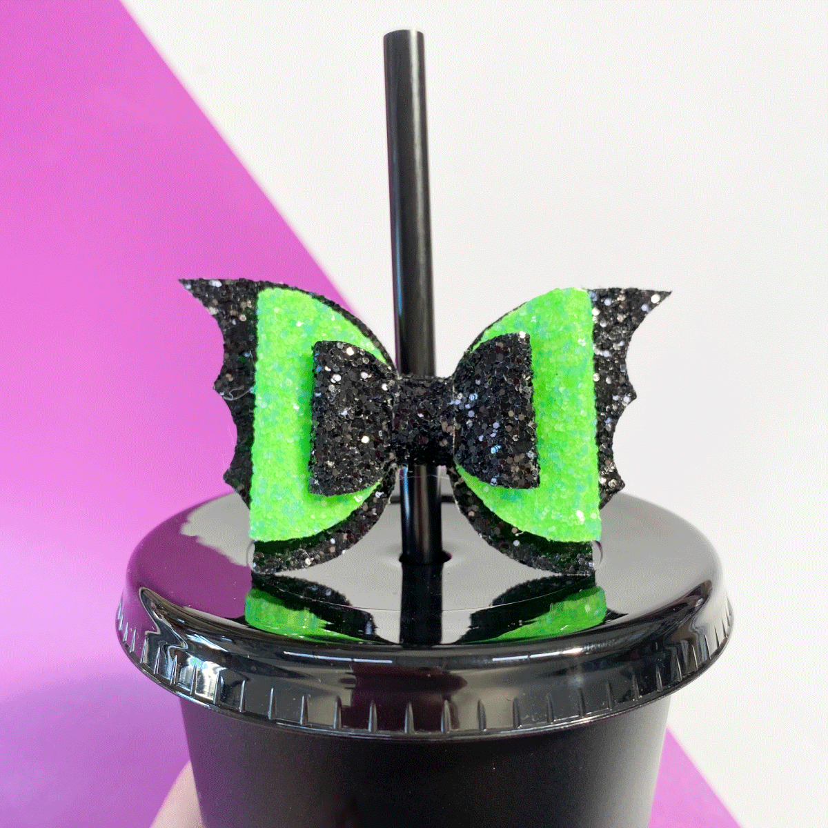 Halloween Straw Topper - Green Bat