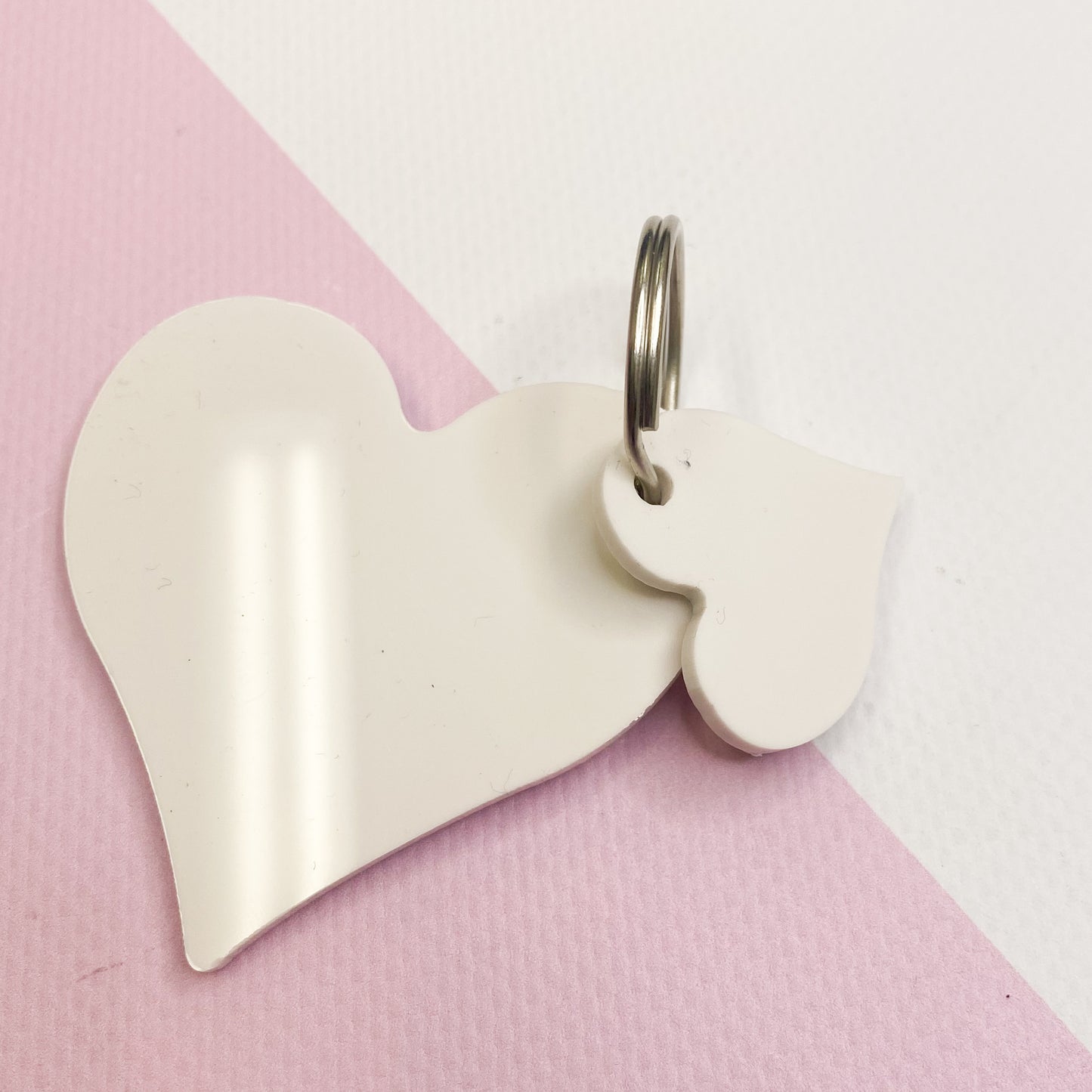 Heart Keyring - Cream