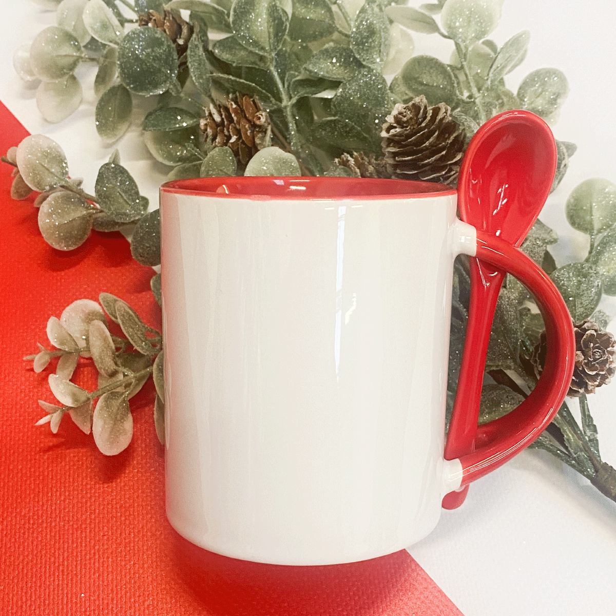 11oz Sublimation Mug with Spoon - Red