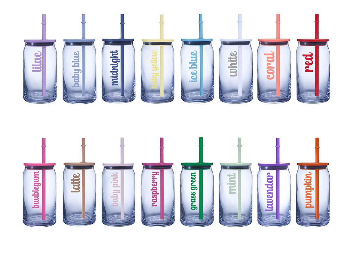 Can Glass with Coloured Lids