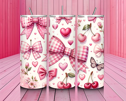 Gingham Bow - Sublimation Tumbler Wrap