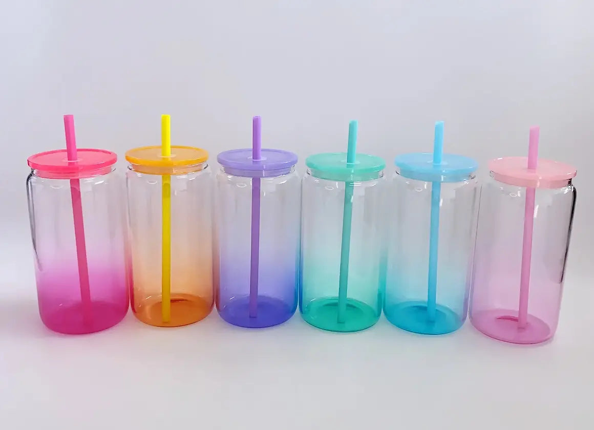 Ombre Coloured Can Glass