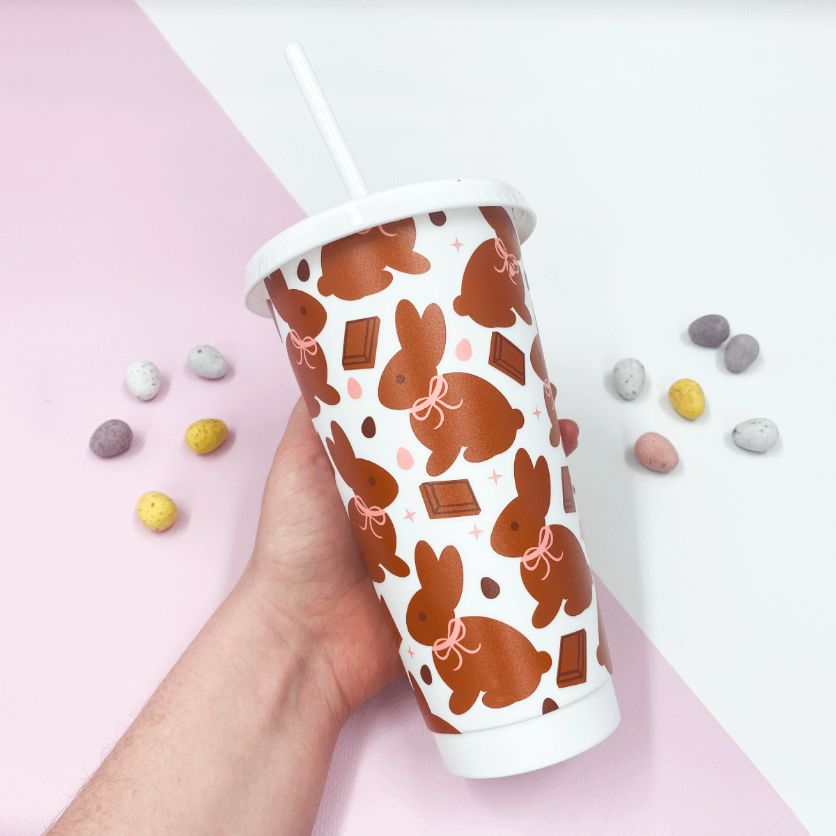 Pink Chocolate Bunnies Coldcup Wrap