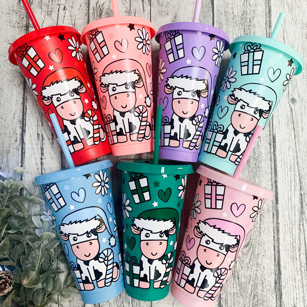 Christmas Cow Coldcup Wrap - Mint