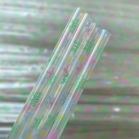 Clear Pastel Snowflake Straw