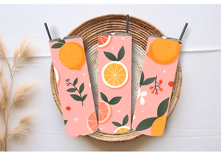 Pink Oranges - Sublimation Tumbler Wrap