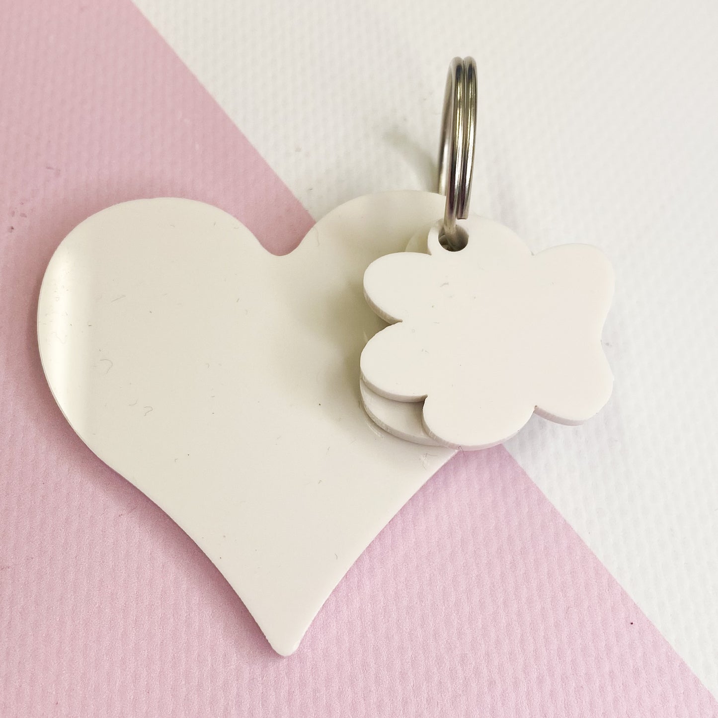 Heart Keyring - Cream