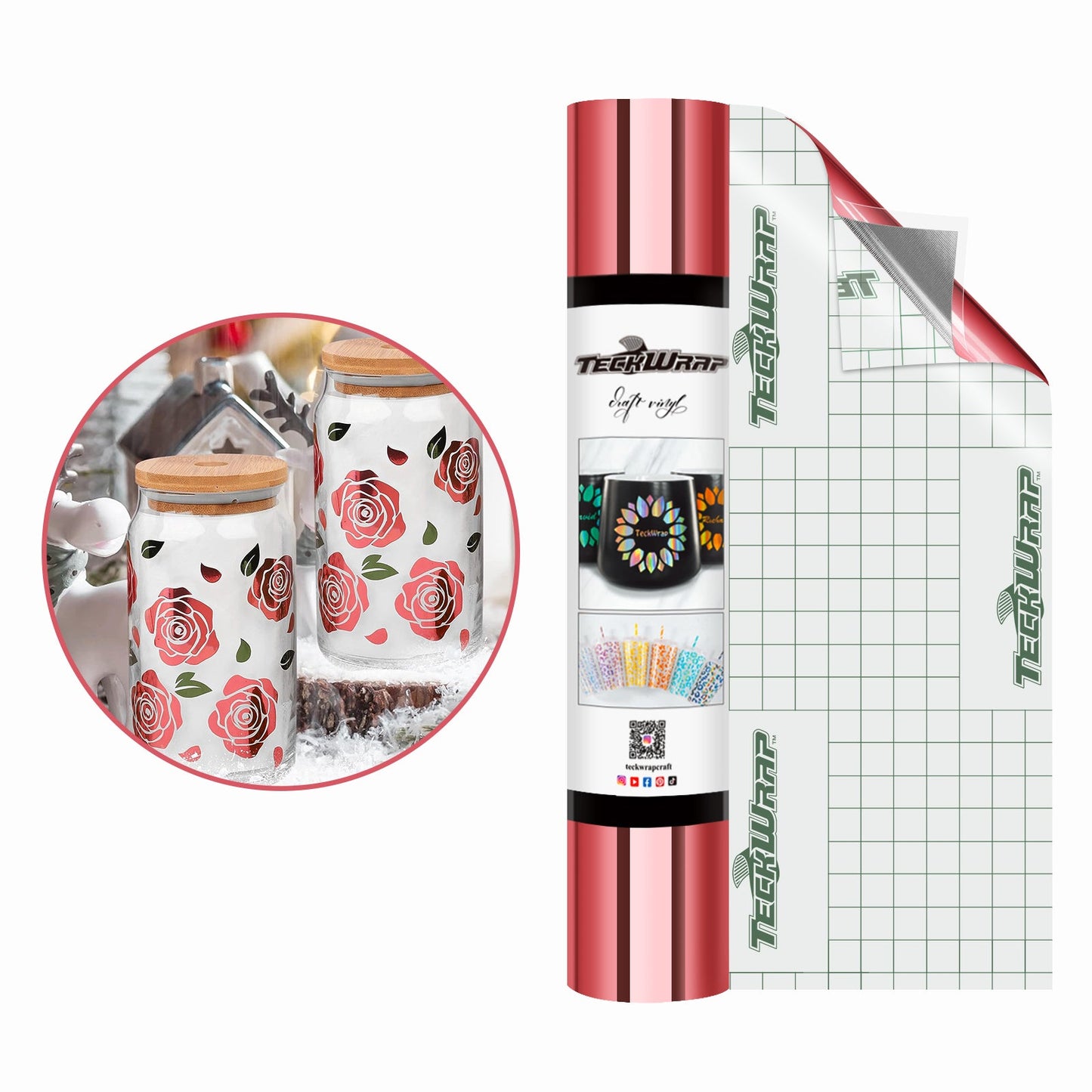 Teckwrap Bubble Free Mirror Chrome - Begonia Rose