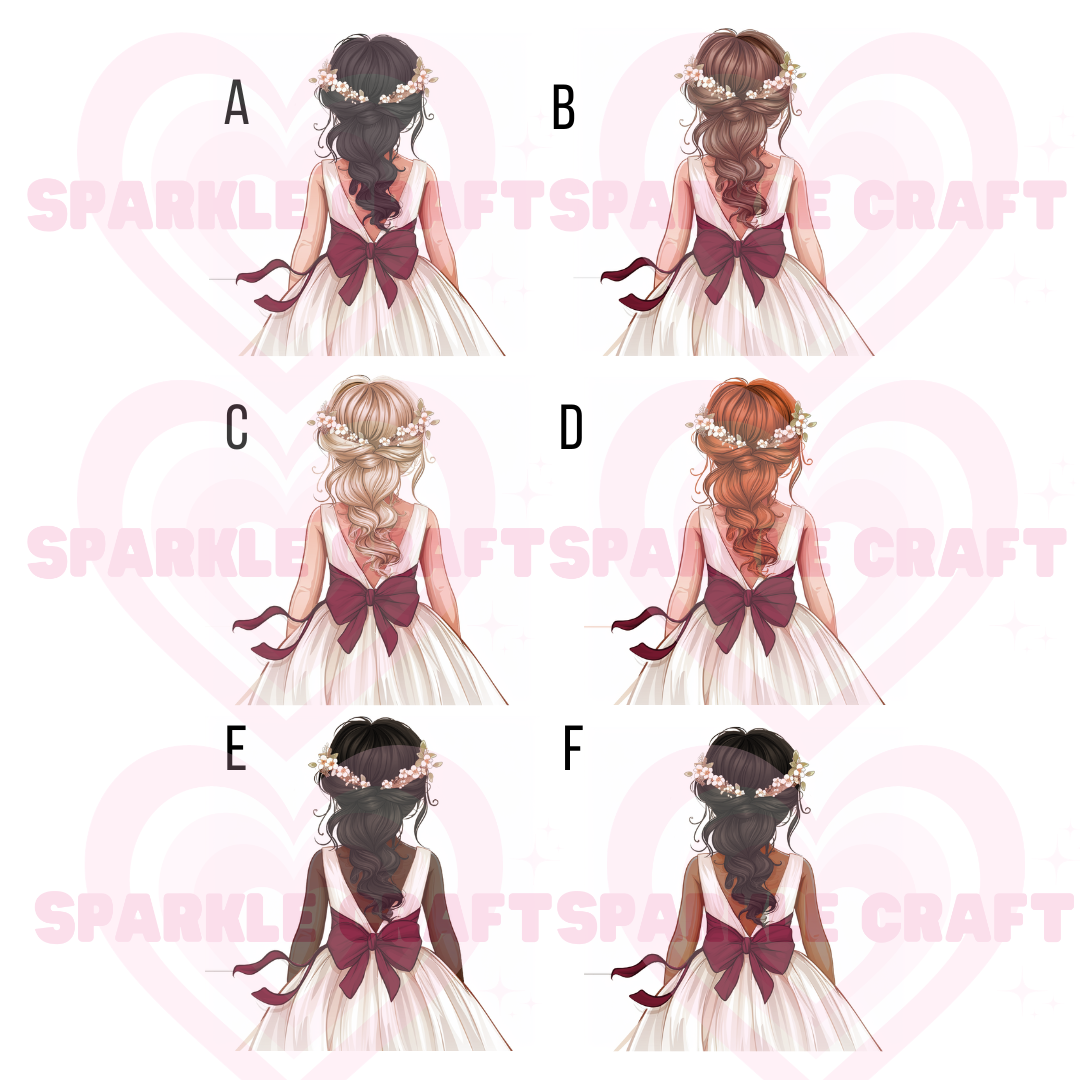 Burgundy Bow - Flower Girl Decal