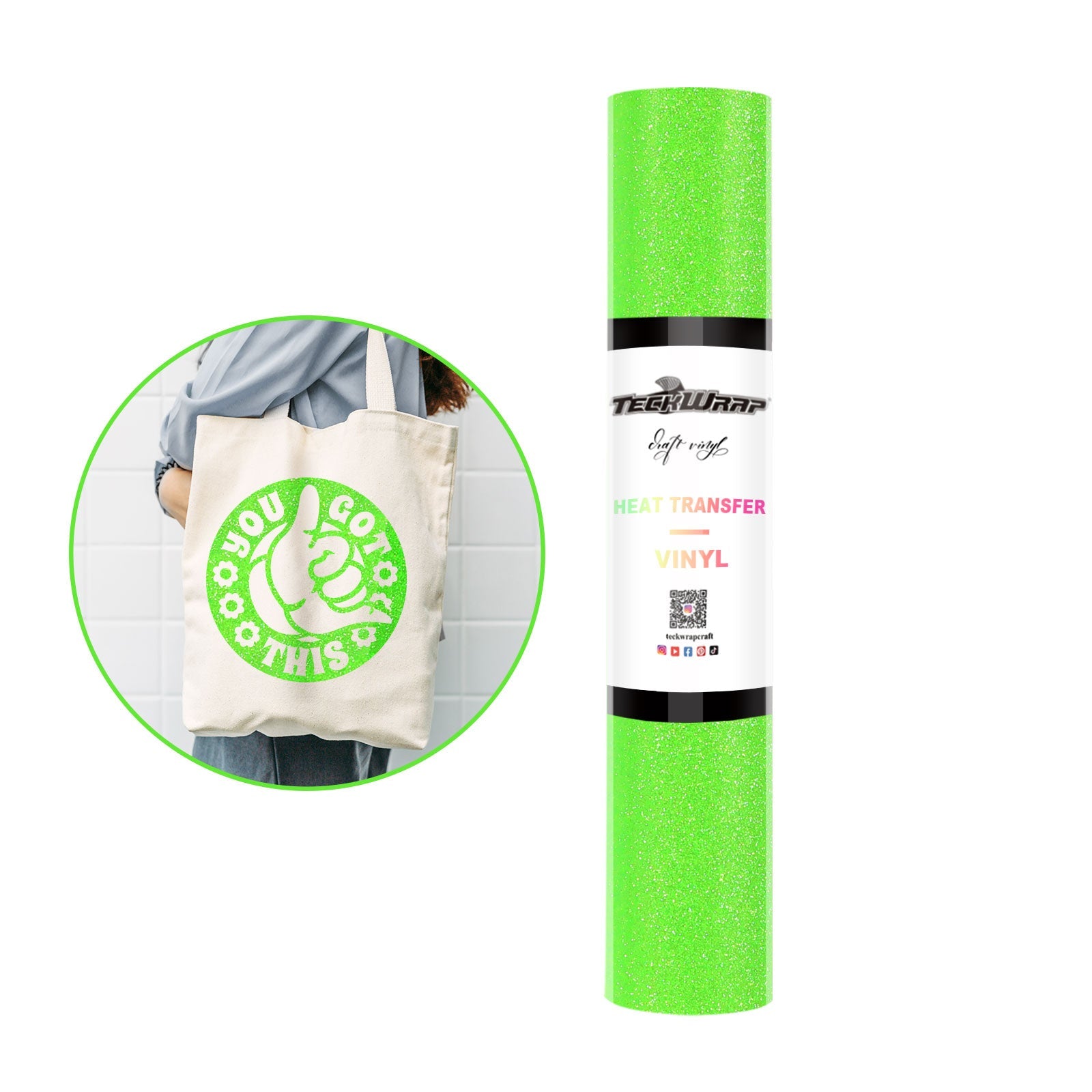 Teckwrap HTV Glitter - Neon Green
