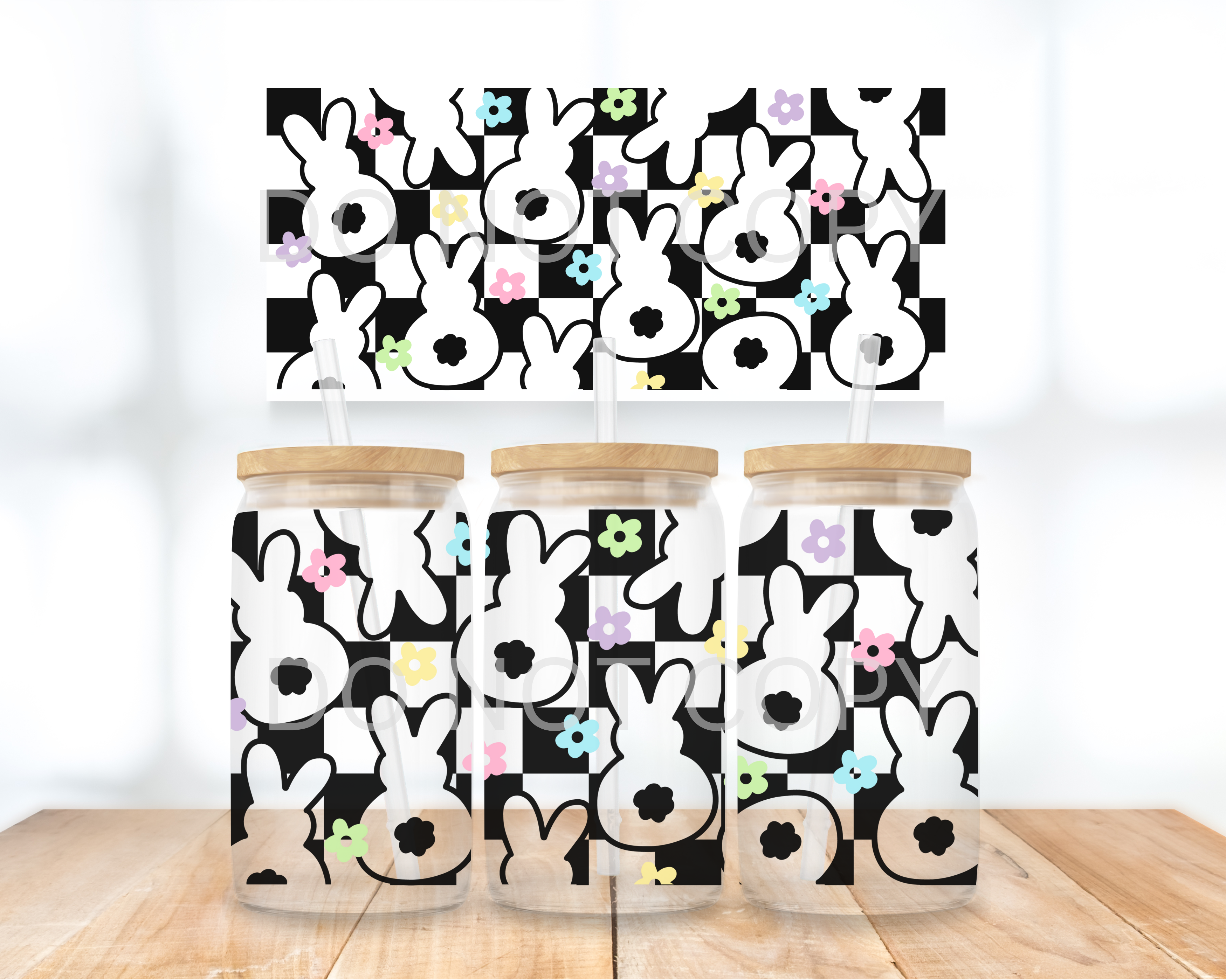 UVDTF - Black & White Colourful Flowers