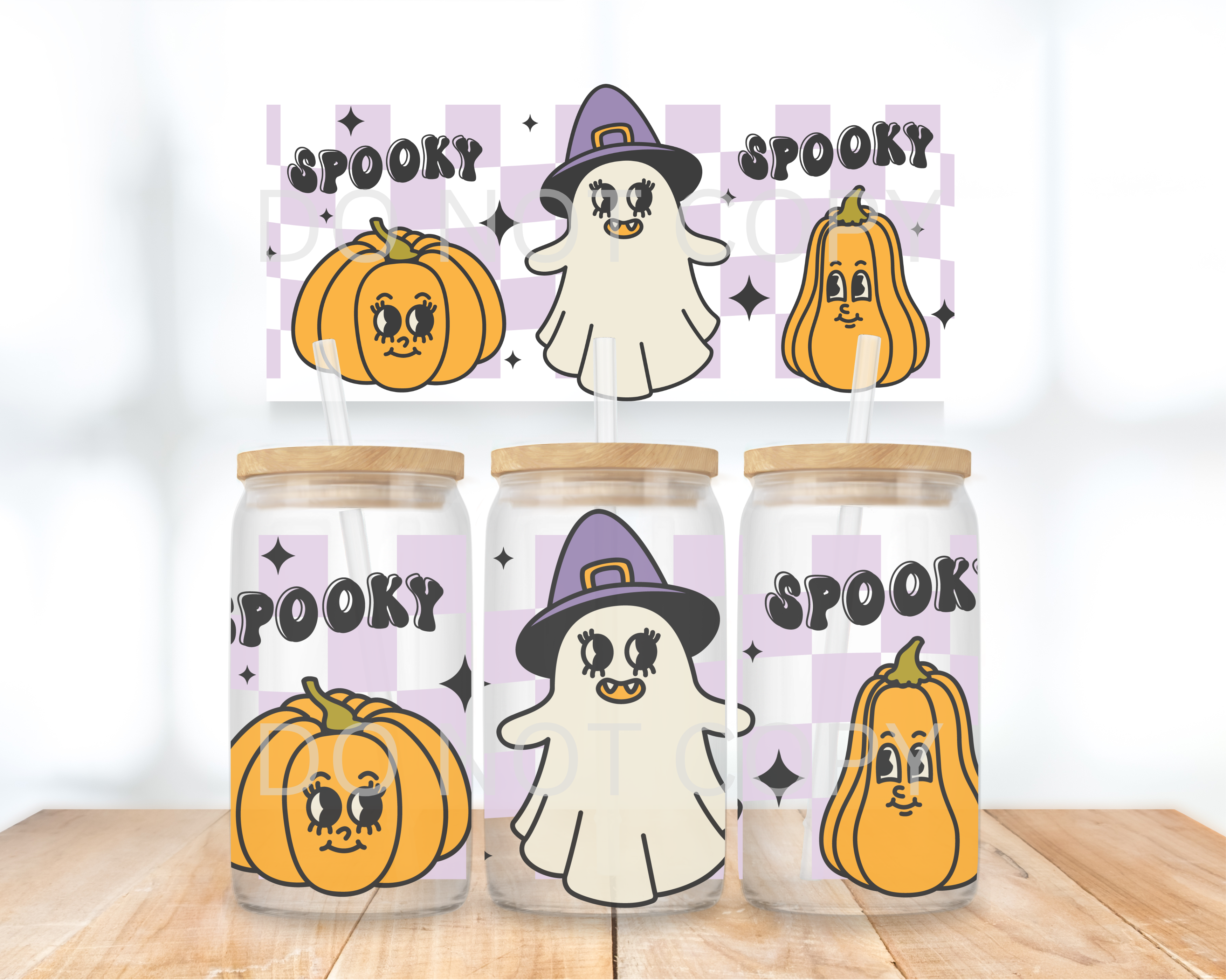 UVDTF - Spooky Retro Ghost & Pumpkin