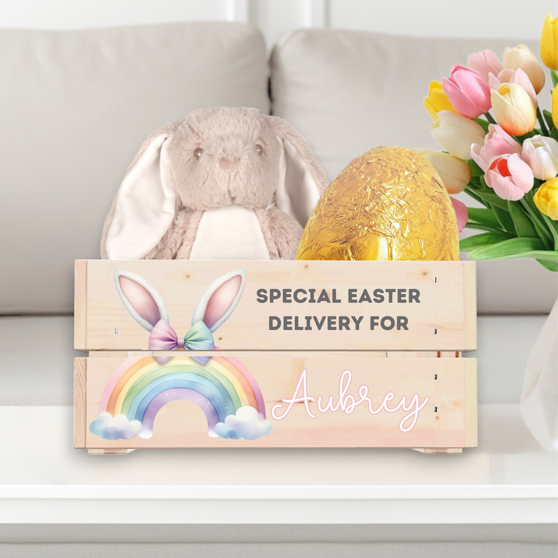 UVDTF - Easter Crate Decal Rainbow Bunny
