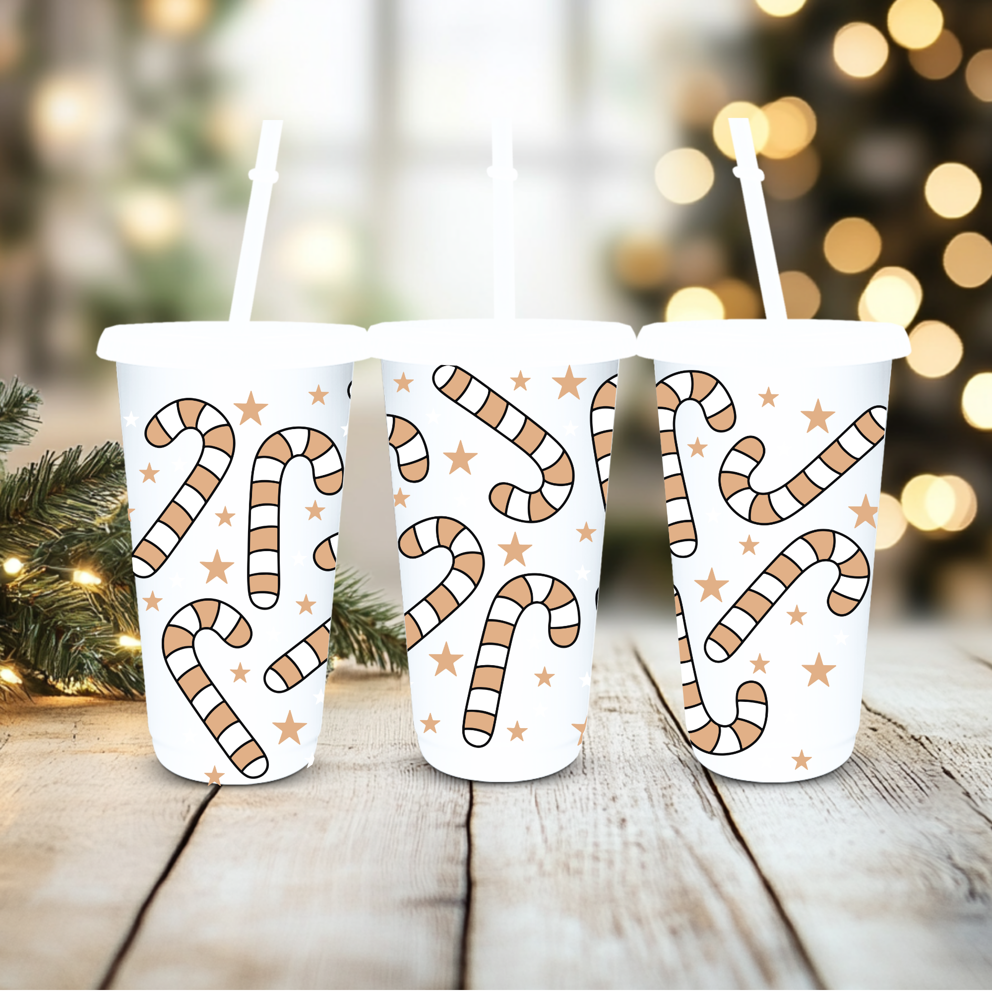 UVDTF Cold Cup Wrap - Latte Candy Cane