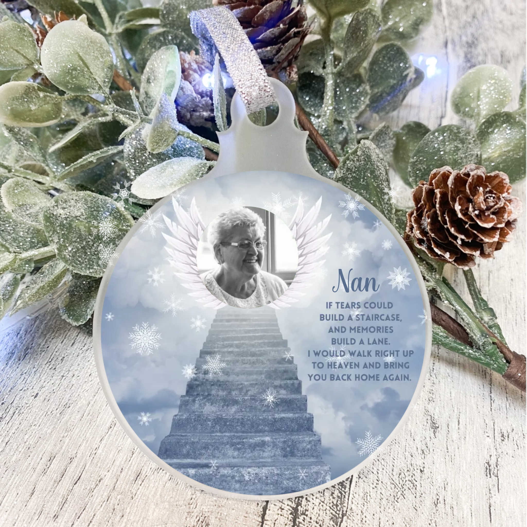 Snowflake Stairs To Heaven -Bauble Decal