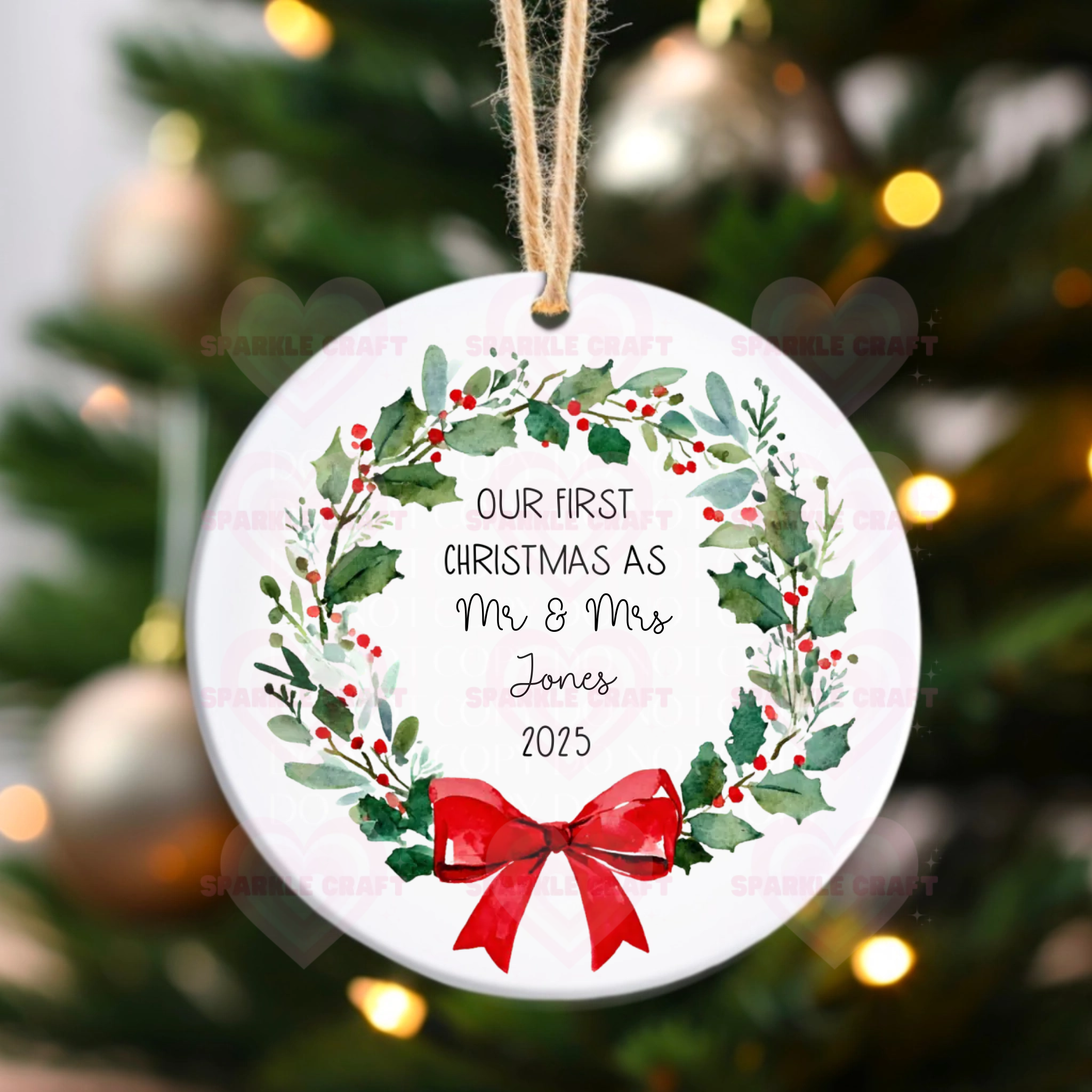 UVDTF - First Christmas As Mr & Mrs Wreath
