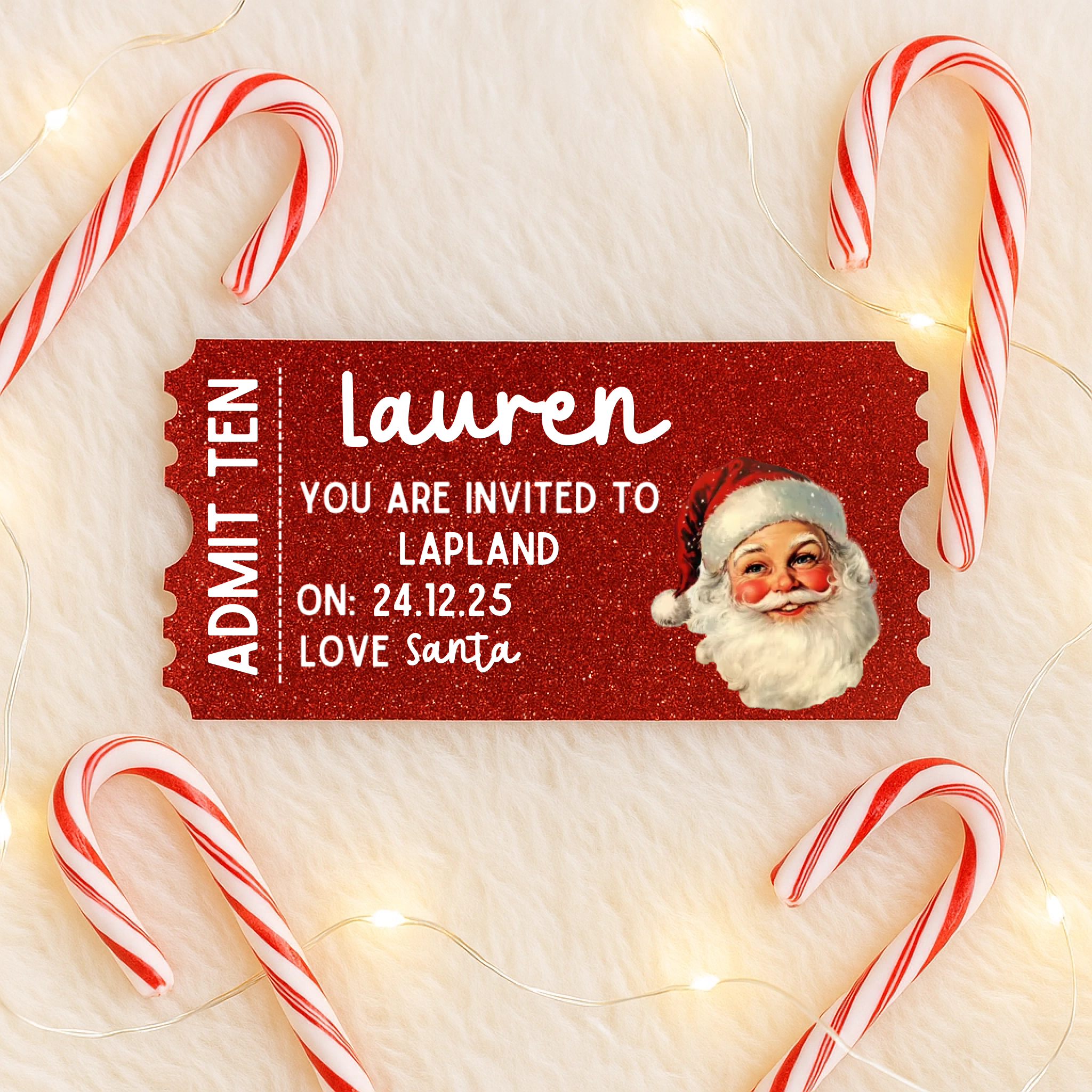 UVDTF - Christmas Ticket With Santa Head