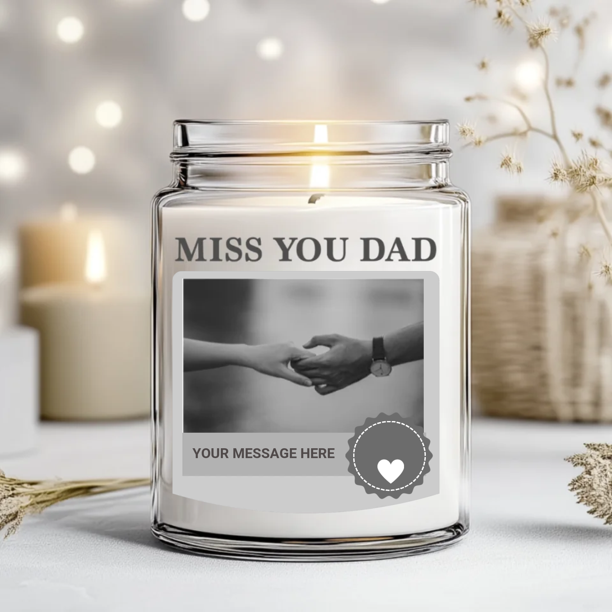 Miss you Dad Candle Label