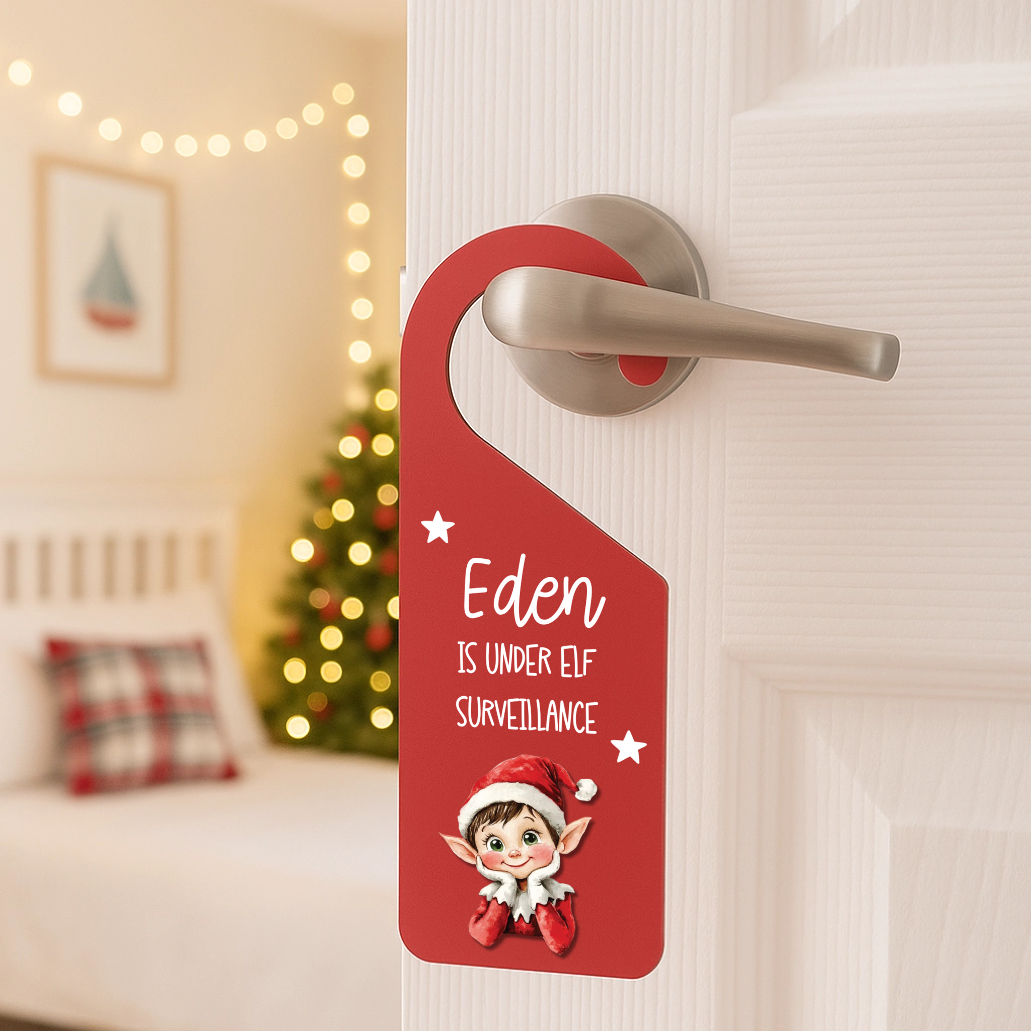 UVDTF - Elf Surveillance Door Hanger Decal