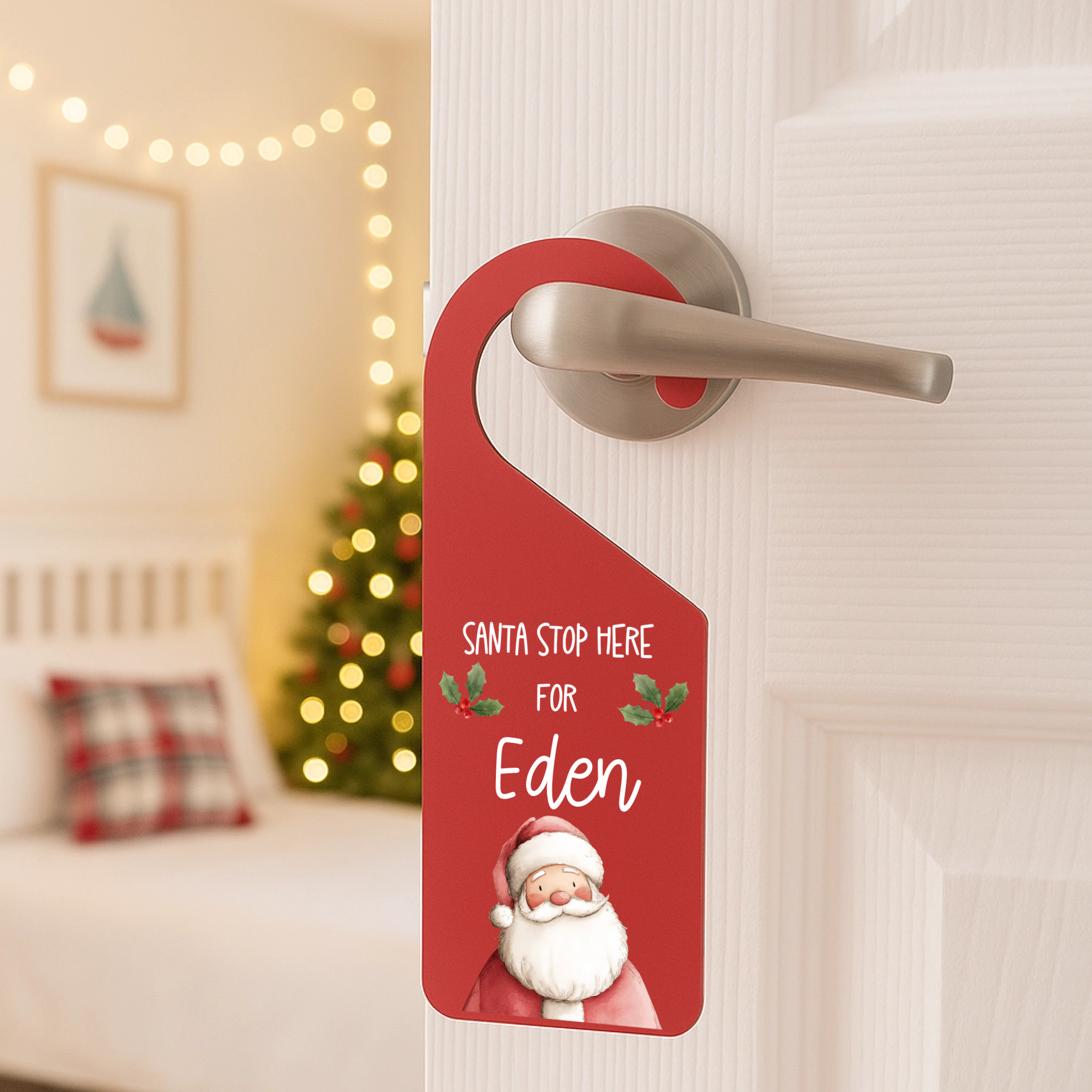 UVDTF - Childrens Santa Stop Here Door Hanger Decal