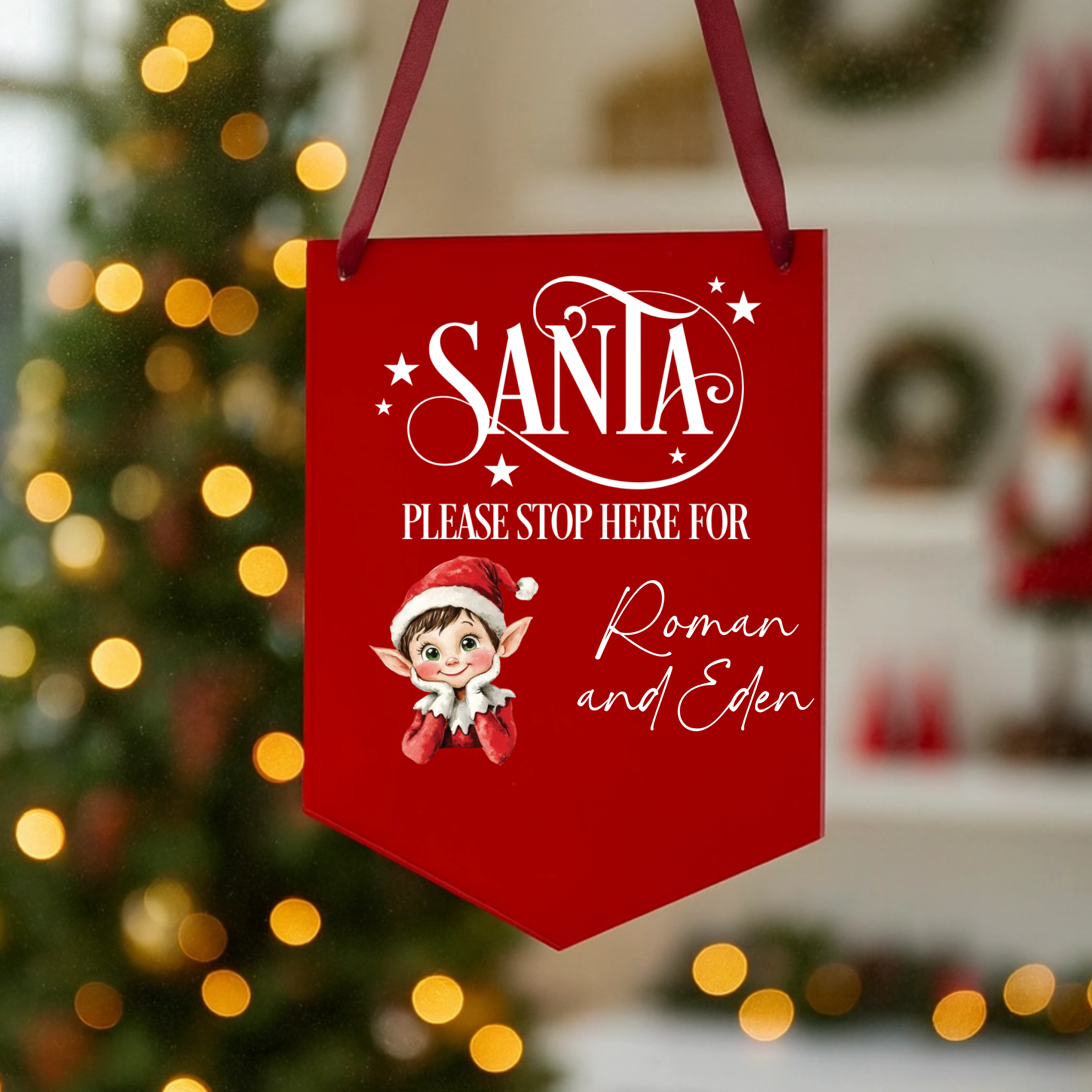 UVDTF - Santa  Stop Here Pennant Decal