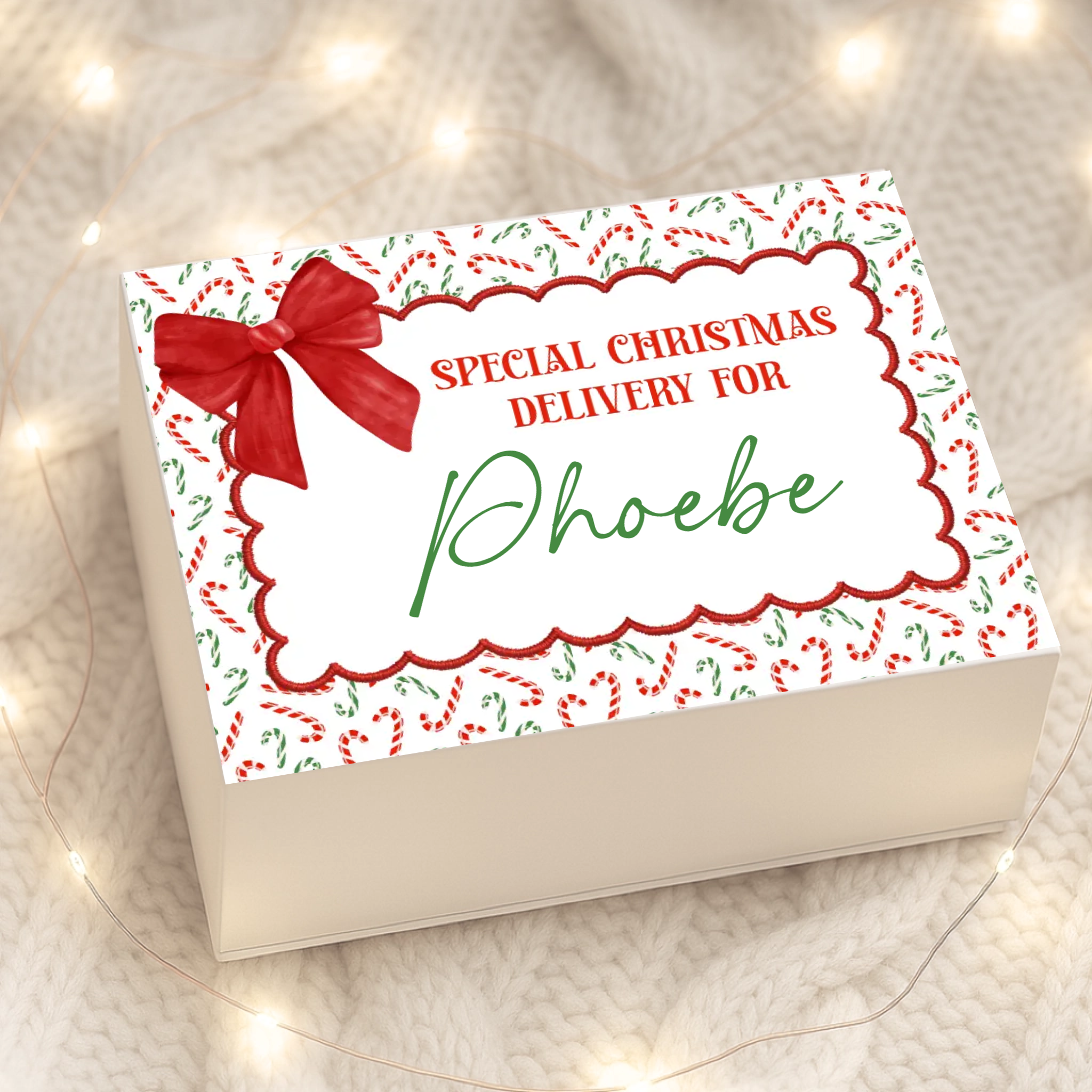 Red & Green Candy Canes - Magnetic Box Decal
