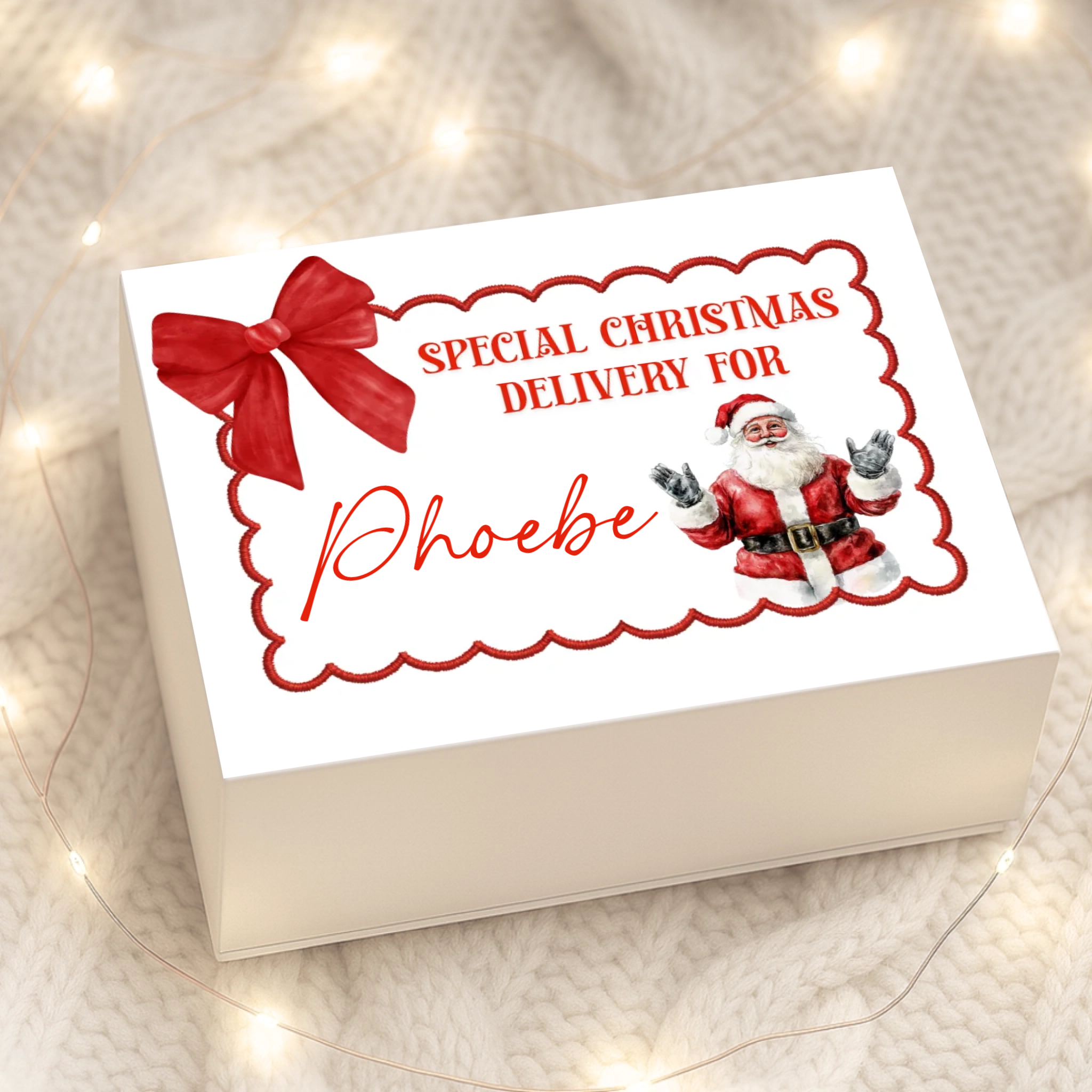 Santa & Bow - Magnetic Box Decal