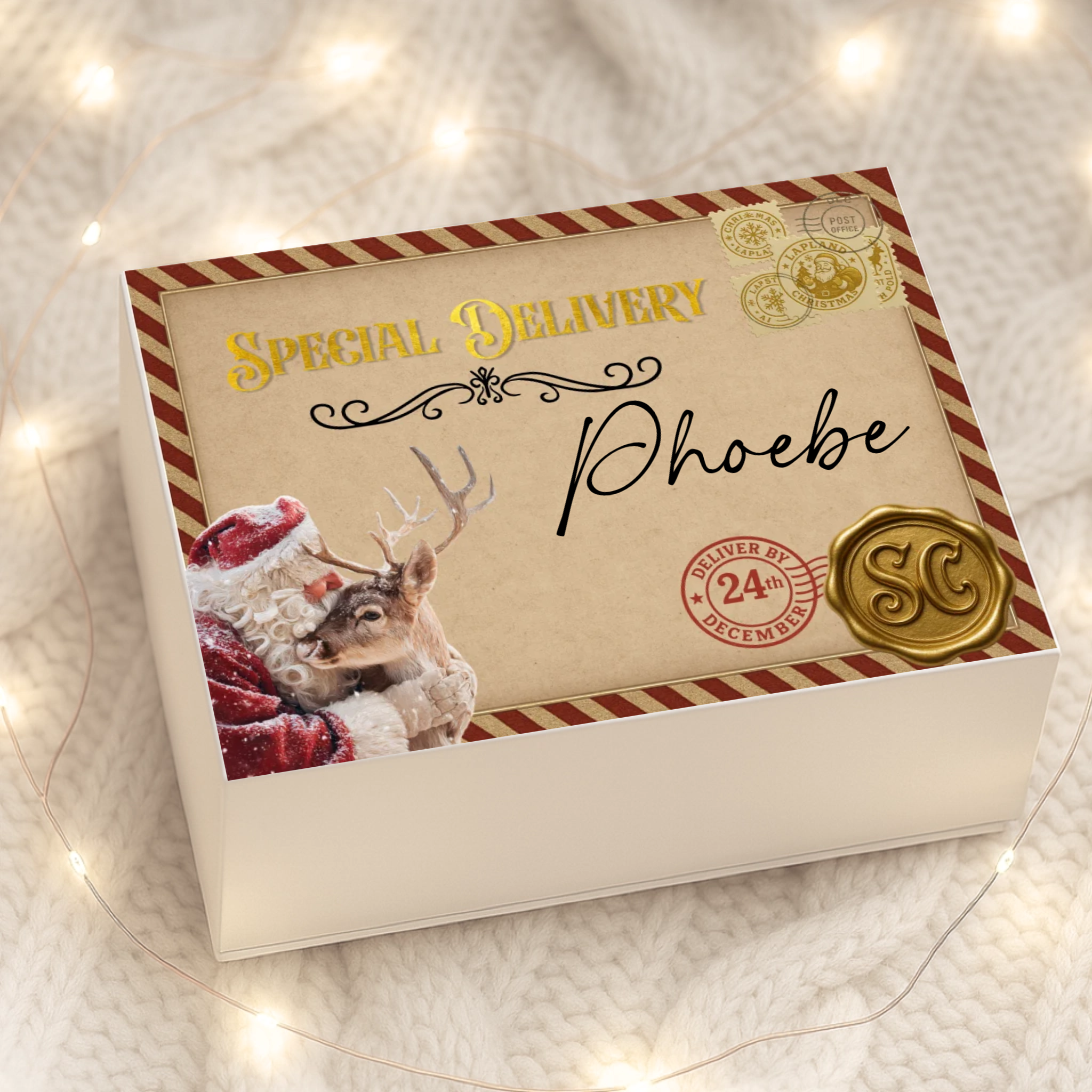 Santa & Reindeer - Magnetic Box Decal