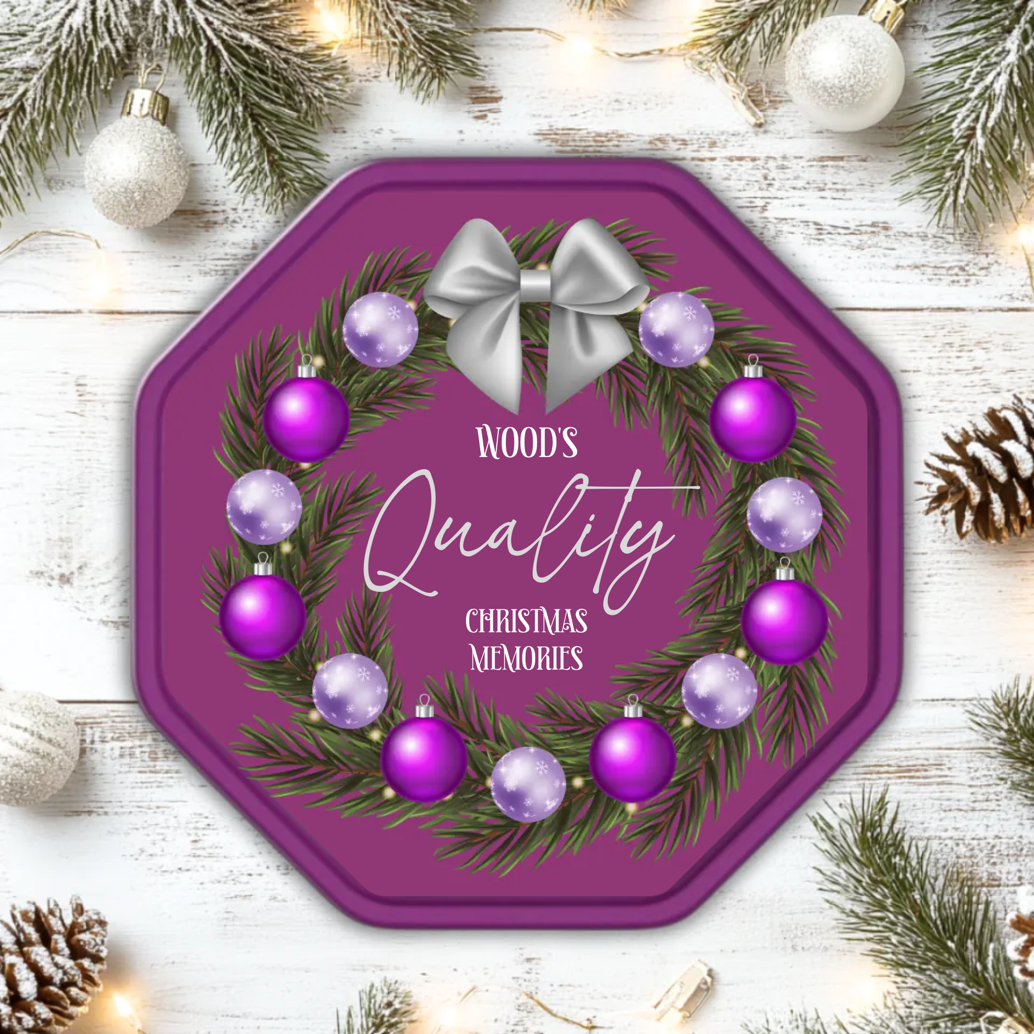 Chocolate Tub Decal - Purple Wreath