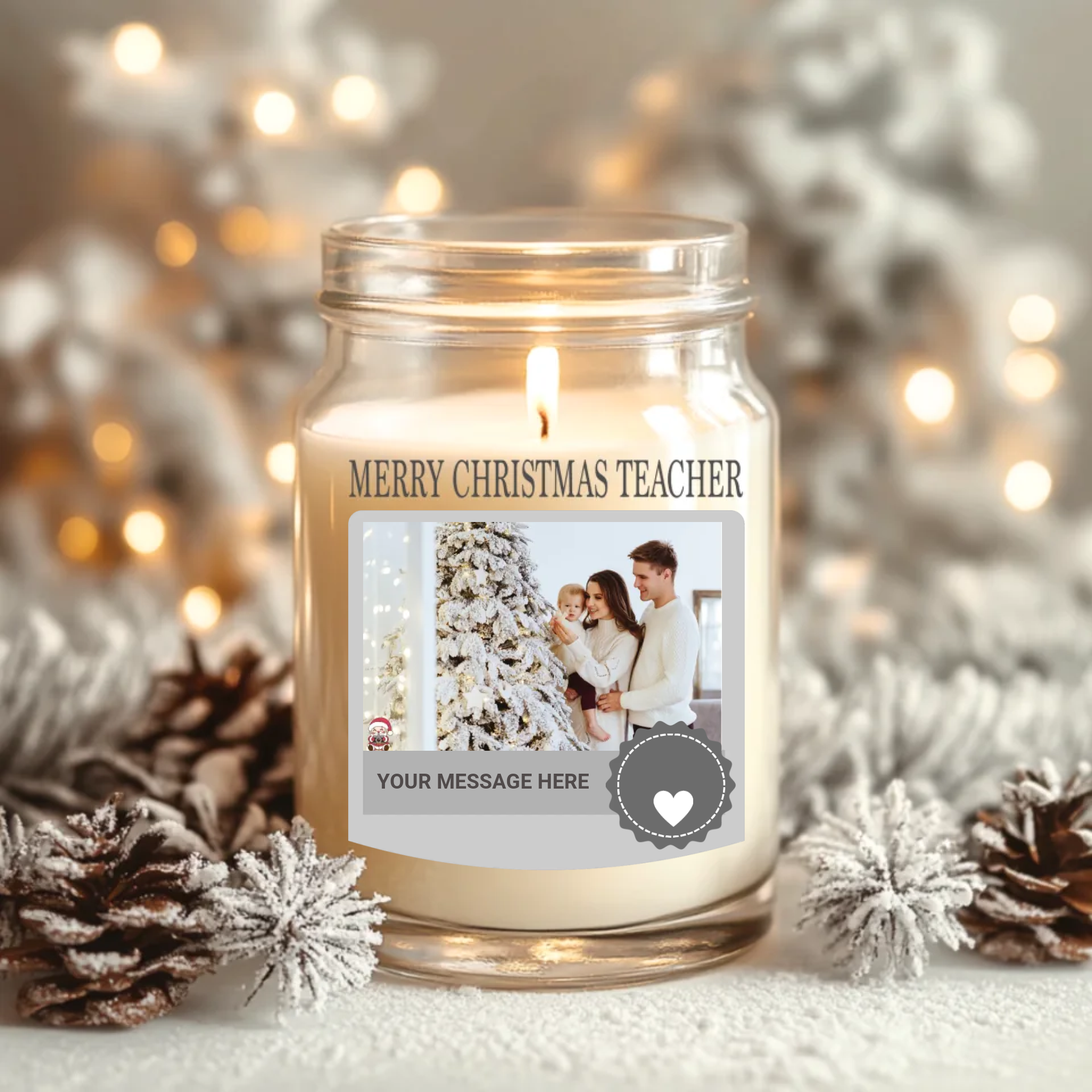 Merry Christmas Teacher Candle Label