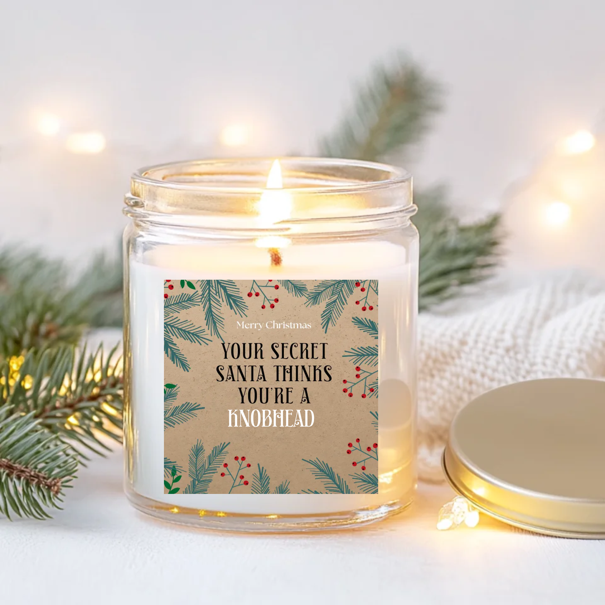 Secret Santa Think Your A.. Candle Label