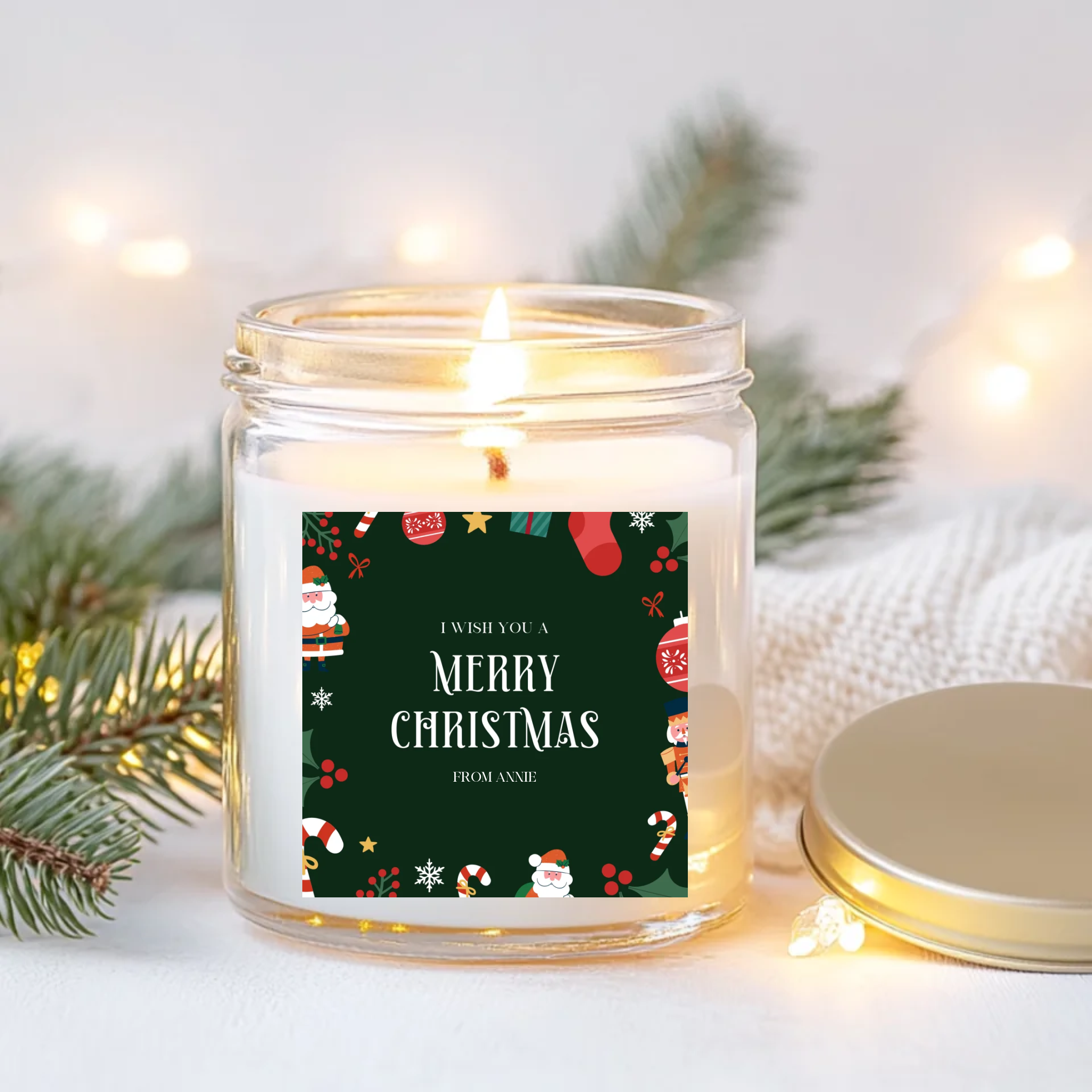 Merry Christmas Candle Label
