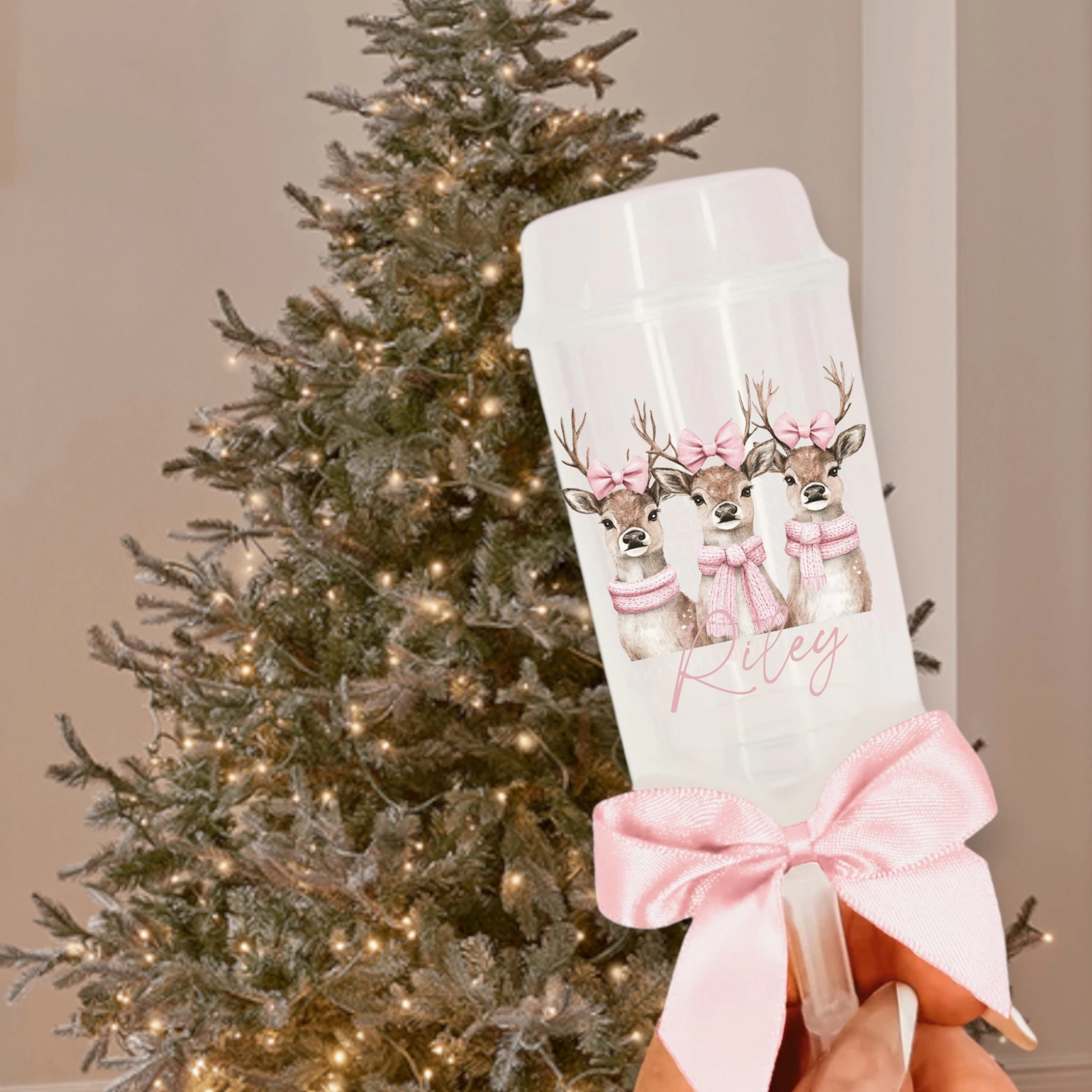 UVDTF  - Pink Reindeer Snow Popper Decal