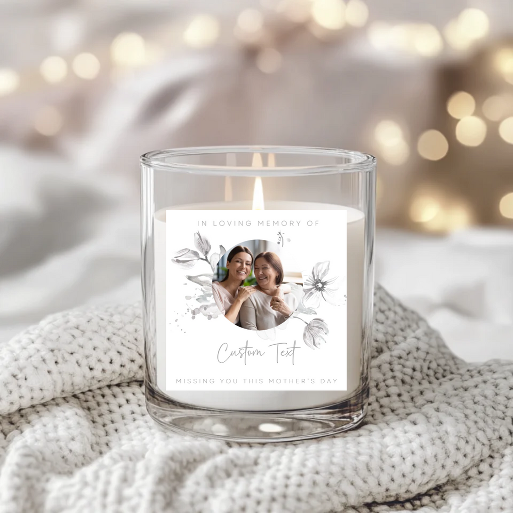 In Loving Memory Grey Flower- Candle Label