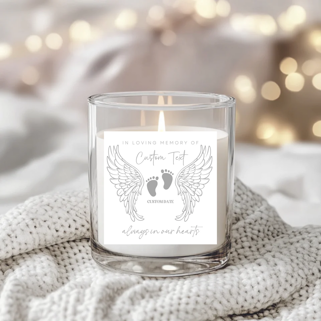 Grey Angel Wings Footprint - Candle Label